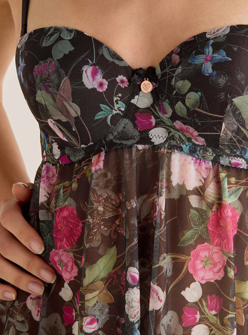 قميص نوم بحمالات وتصميم زهور-women-clothing-nightwear-nighties-image-1