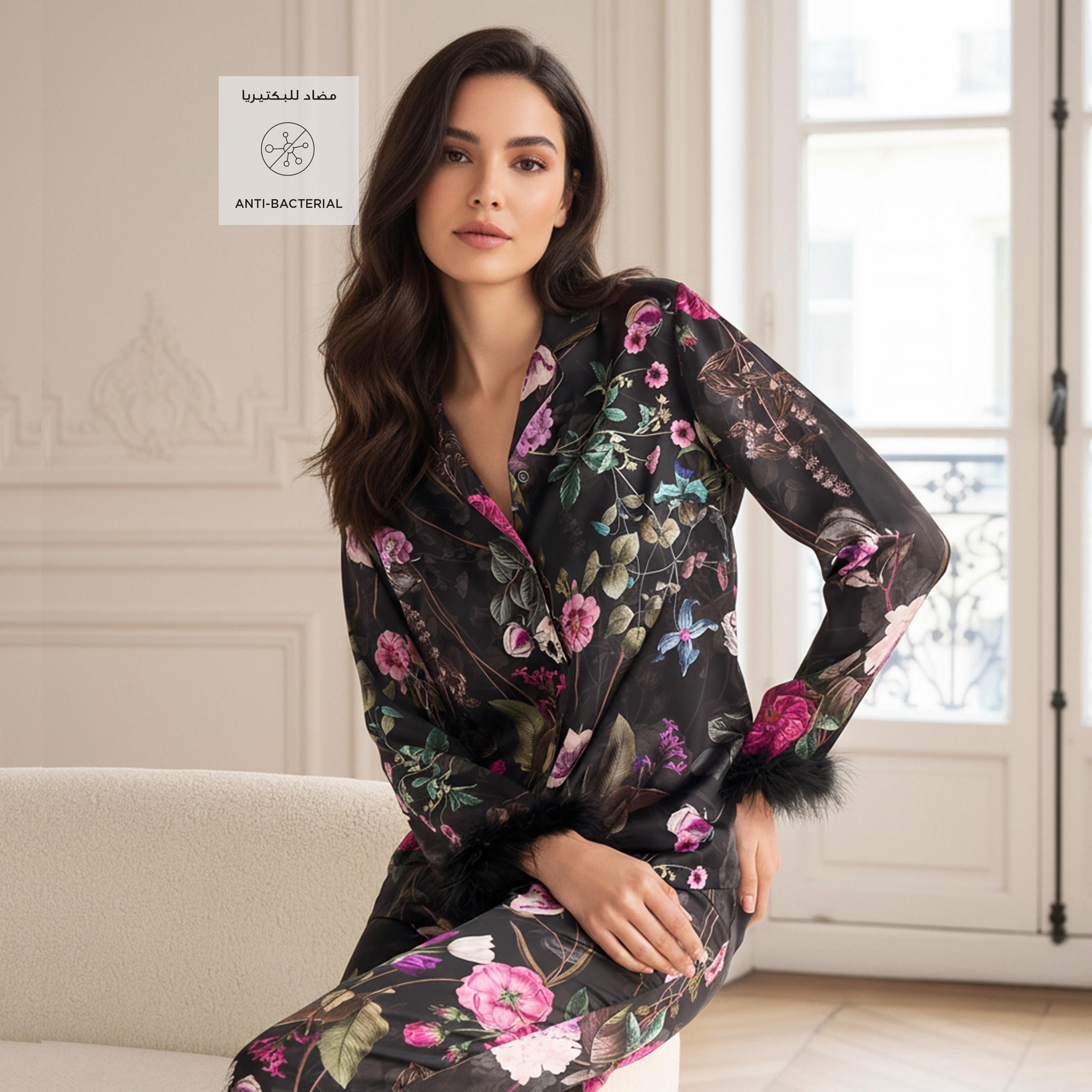 طقم بيجاما ساتان قميص وبنطلون-women-clothing-nightwear-pyjamas-longsets-image-2