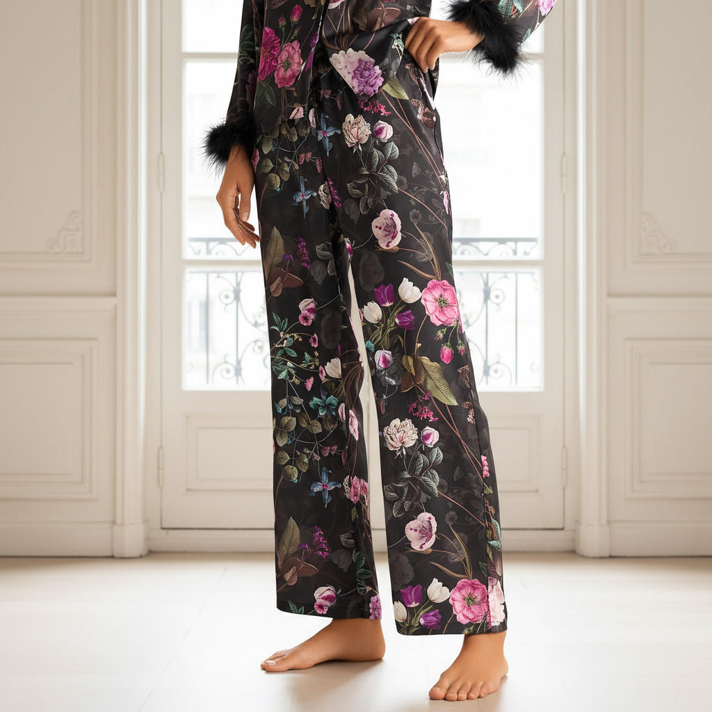 Pyjama Set Button-Down Shirt & Trousers Satin-women-clothing-nightwear-pyjamas-longsets-image-4