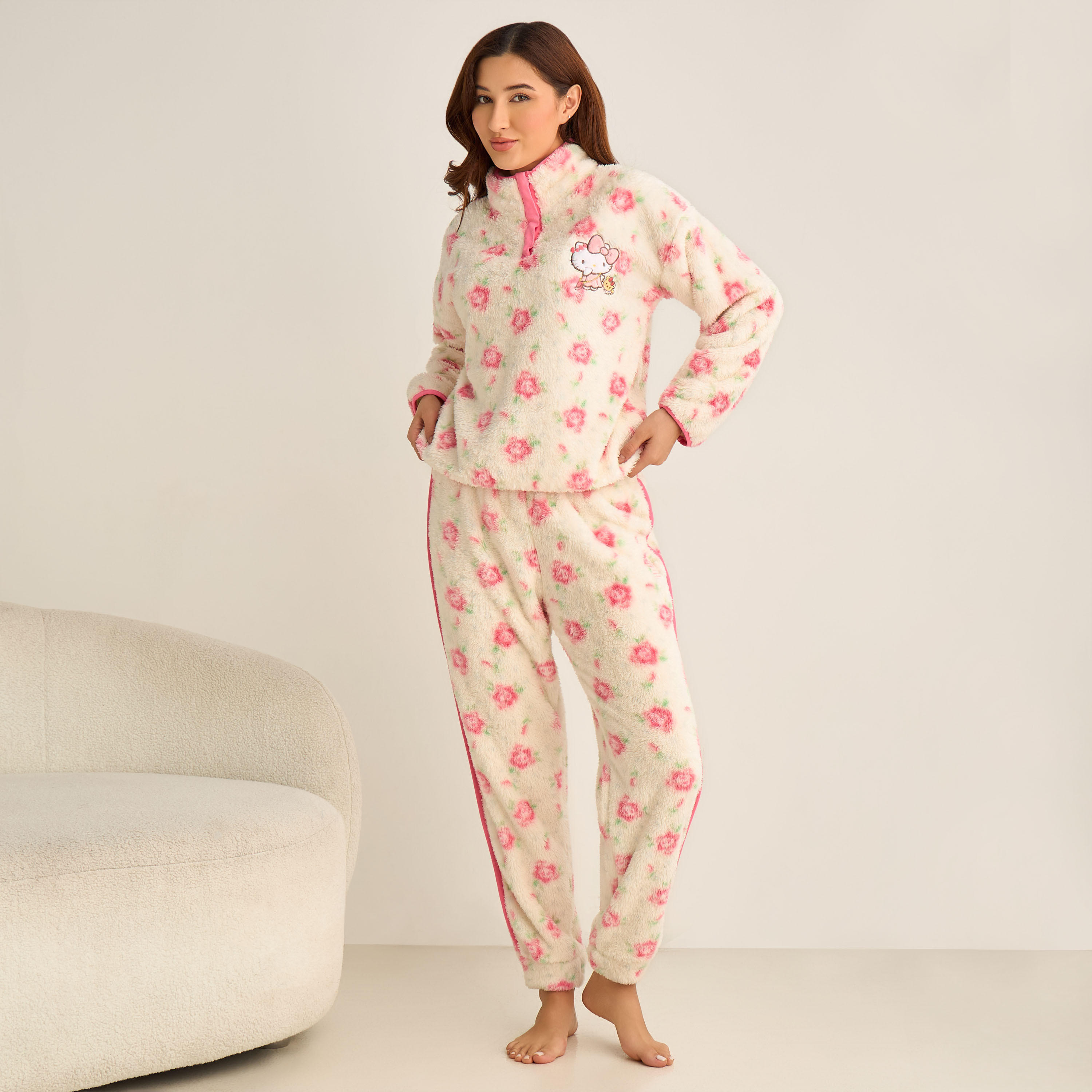 طقم بيجاما بلوزة بوصلة أزرار وبنطلون-women-clothing-nightwear-pyjamas-longsets-image-6