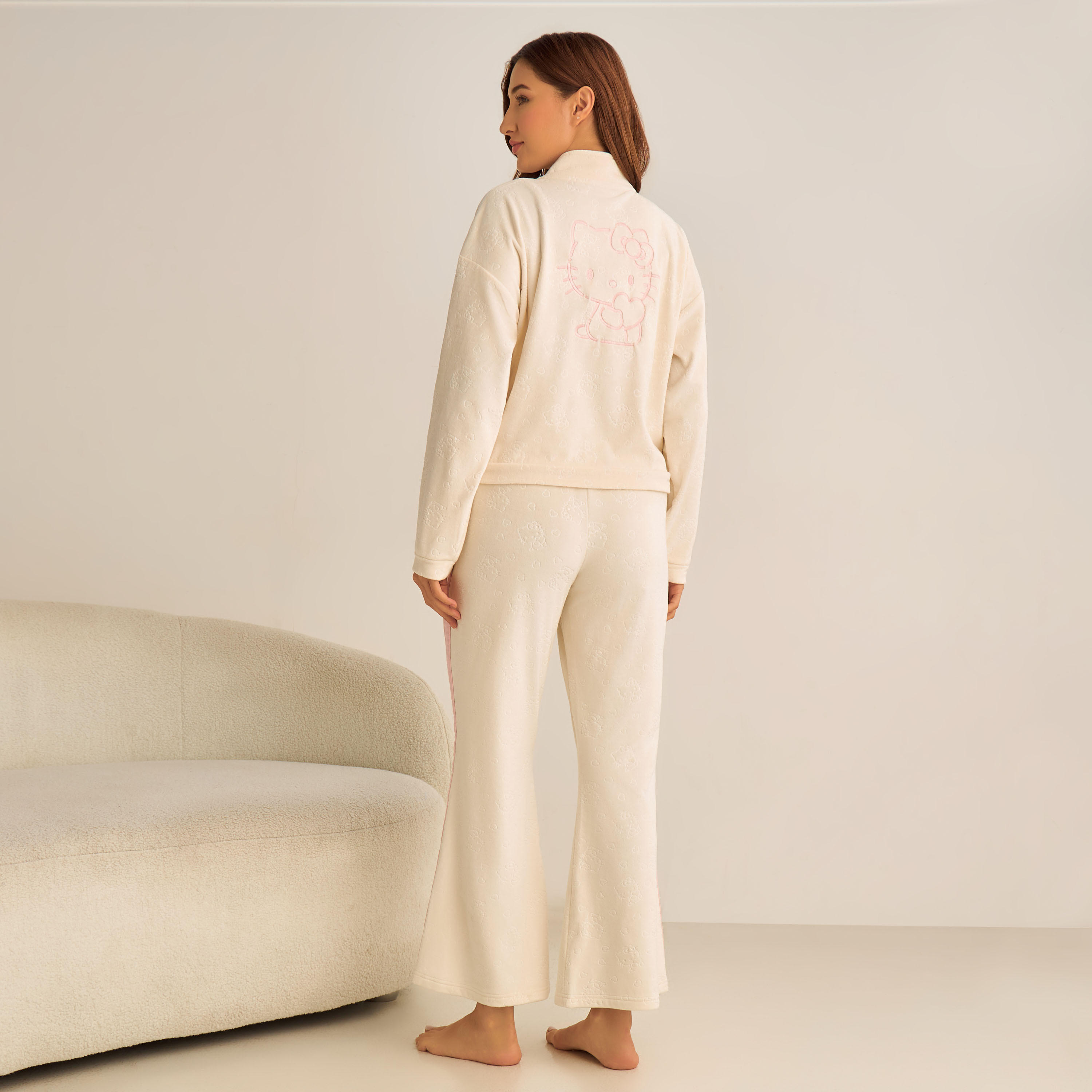 Polyester Fleece Pyjama Set Jacket & Trousers-women-clothing-nightwear-pyjamas-longsets-image-3