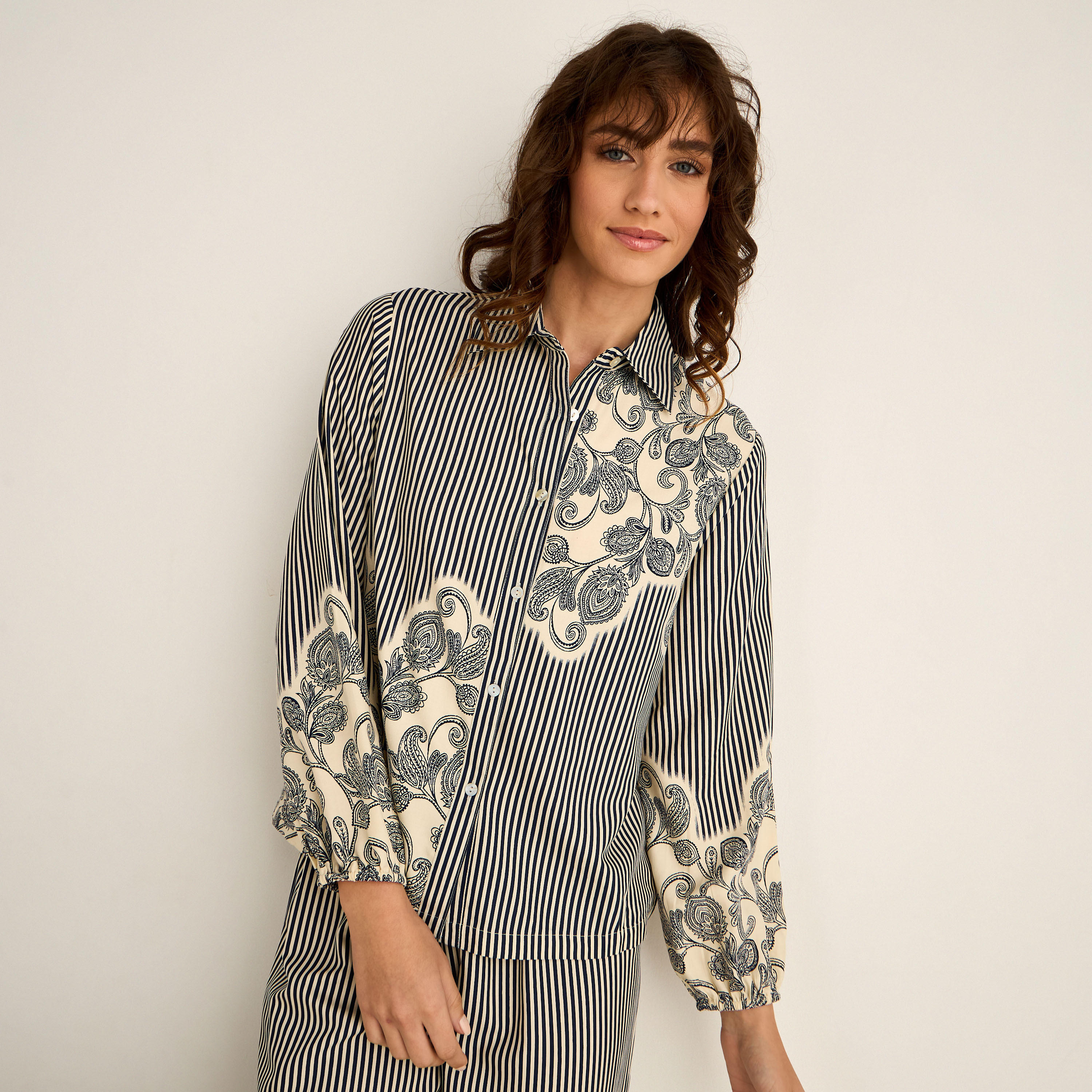 Pyjama Set Button-Down Shirt & Trousers Viscose-women-clothing-nightwear-pyjamas-longsets-image-2