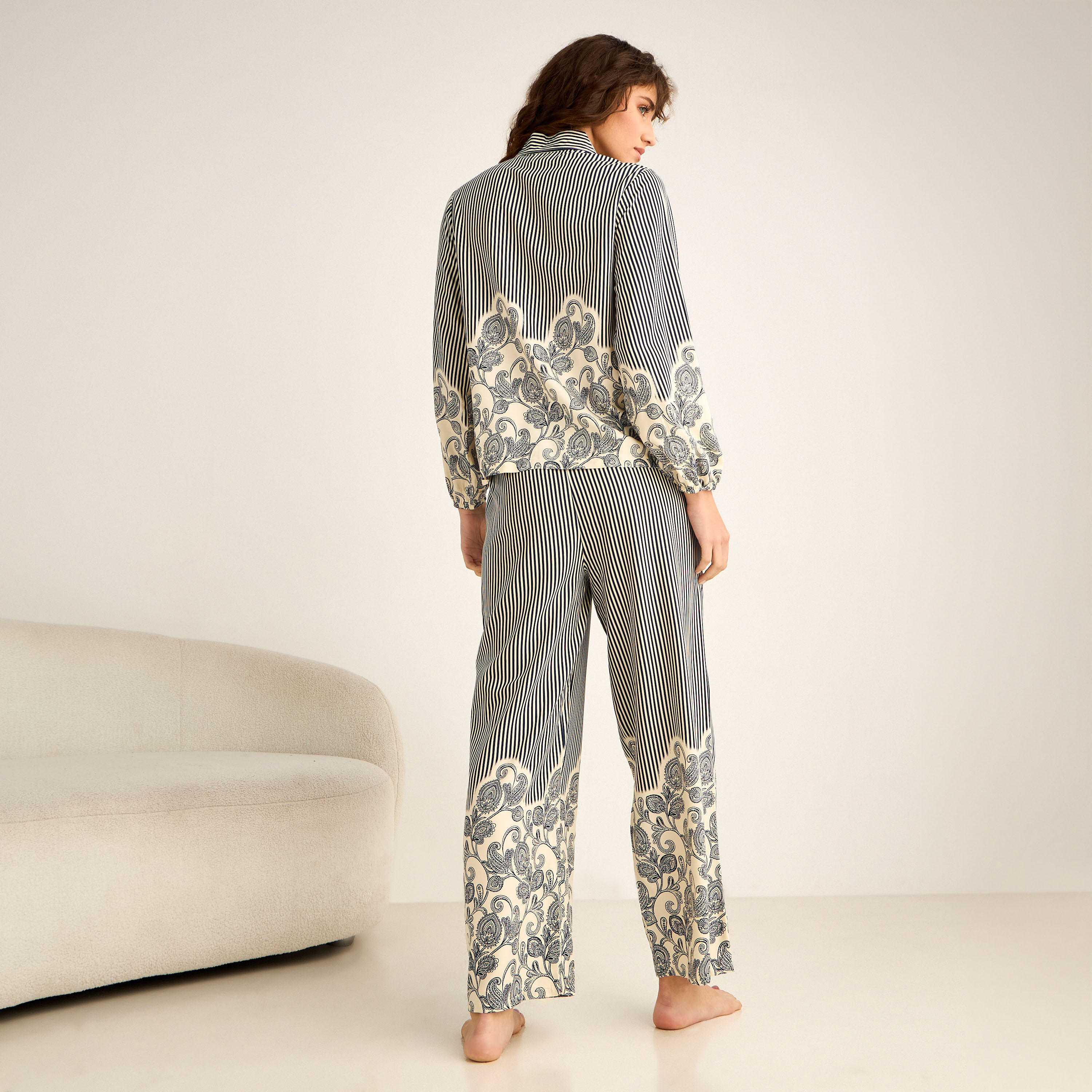 Pyjama Set Button-Down Shirt & Trousers Viscose-women-clothing-nightwear-pyjamas-longsets-image-3