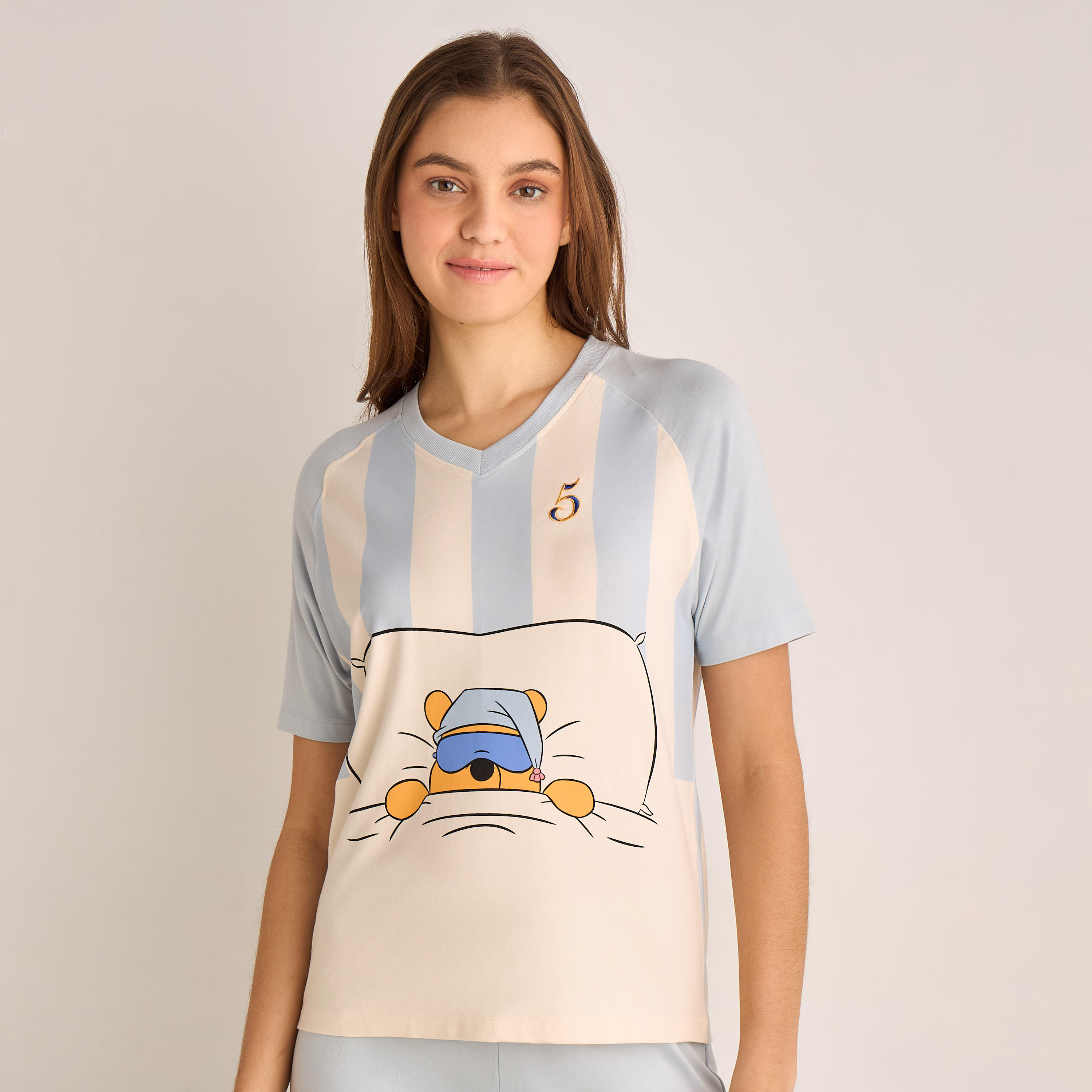 Pyjama Set V-neck T-shirt & Trousers-women-clothing-nightwear-pyjamas-longsets-image-2