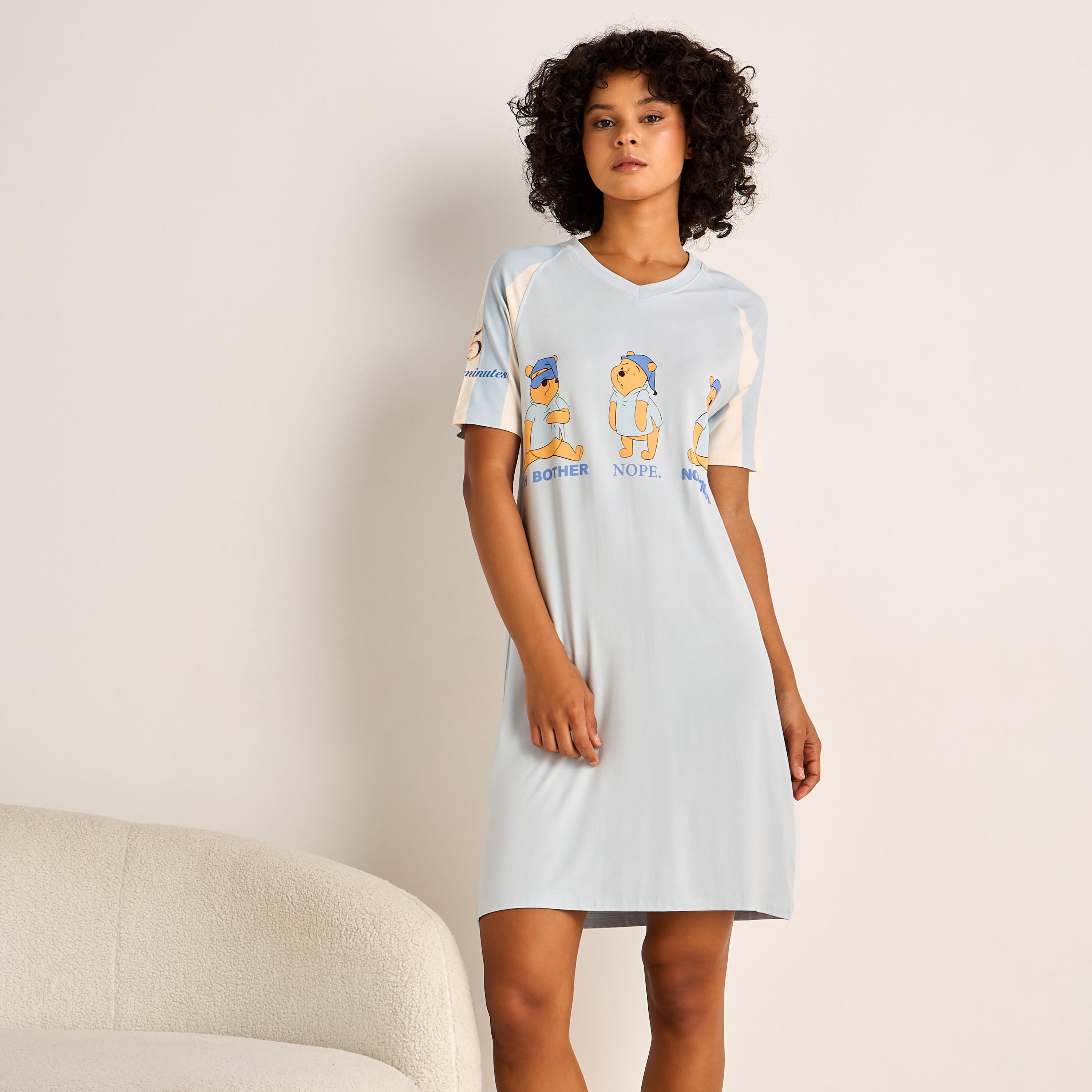 Sleepshirt Short Sleeves Winnie the Pooh Print-women-clothing-nightwear-nighties-image-1