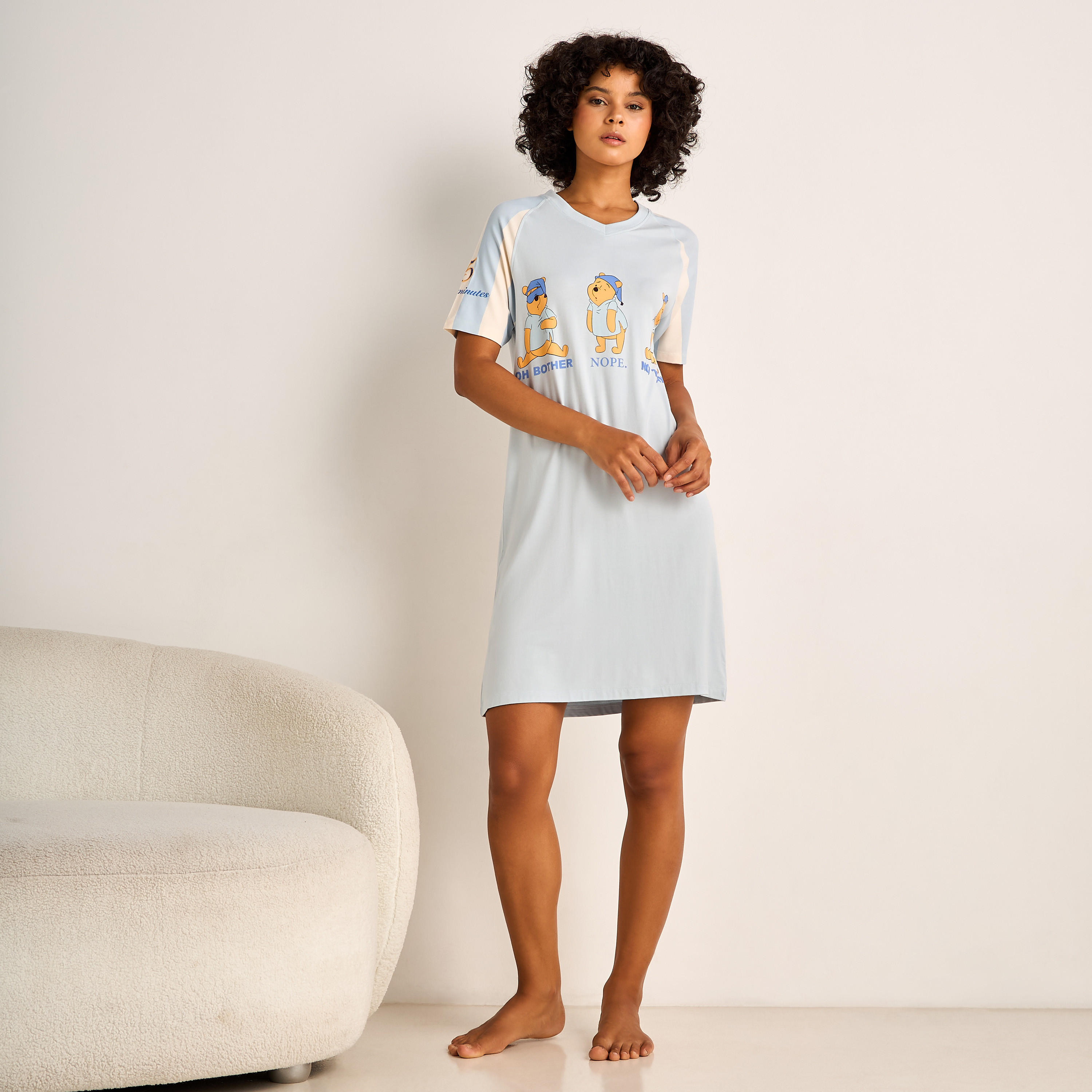 Sleepshirt Short Sleeves Winnie the Pooh Print-women-clothing-nightwear-nighties-image-2