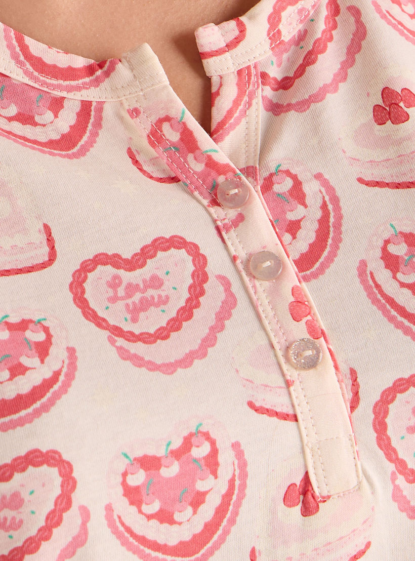 Sleepshirt Short Sleeves with Heart Print Cotton-women-clothing-nightwear-nighties-image-4