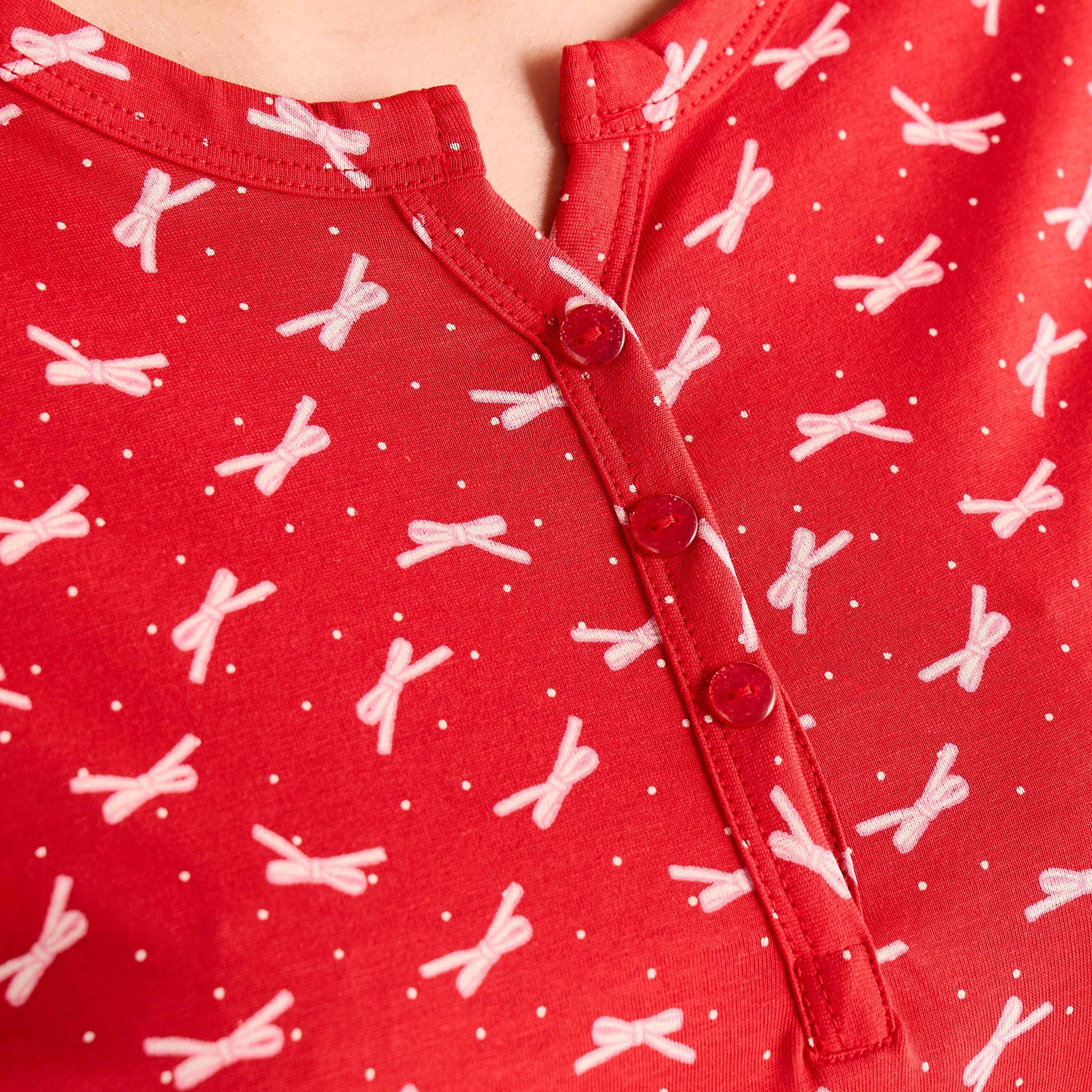 قميص نوم قطن بأكمام قصيرة وطبعات فيونكة-women-clothing-nightwear-nighties-image-5