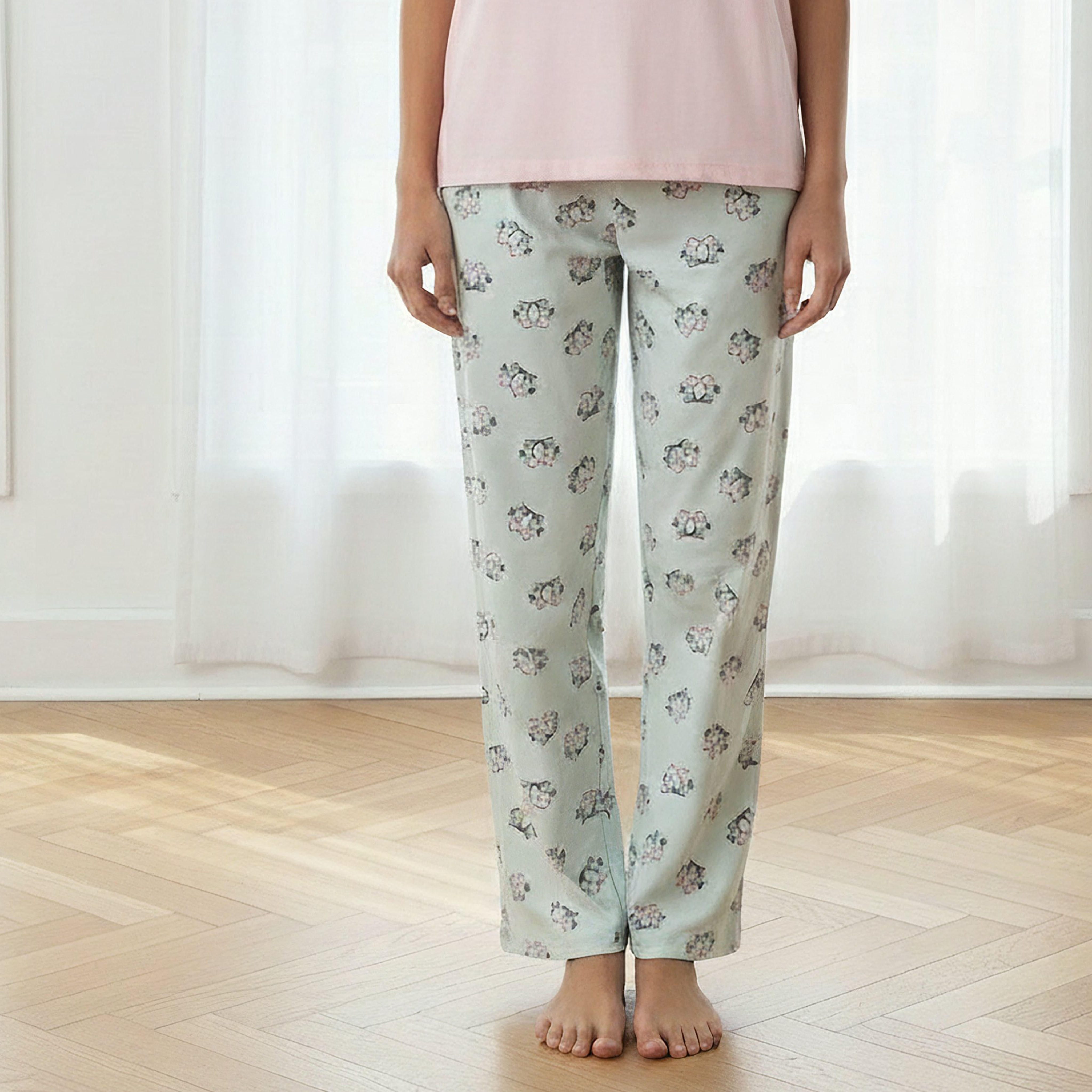 Pyjama Set V-neck T-shirt & Trousers Cotton-women-clothing-nightwear-pyjamas-longsets-image-4