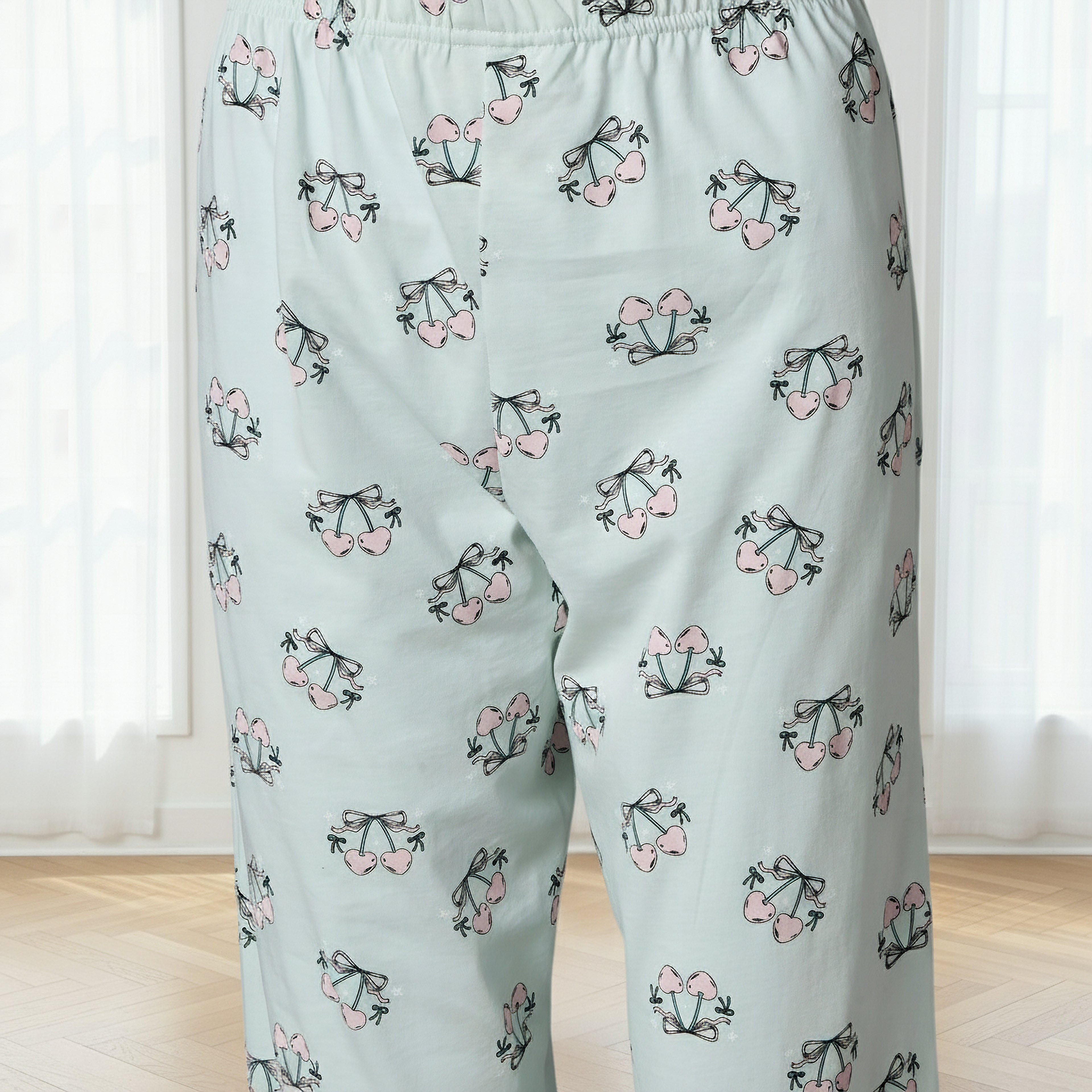 Pyjama Set V-neck T-shirt & Trousers Cotton-women-clothing-nightwear-pyjamas-longsets-image-6
