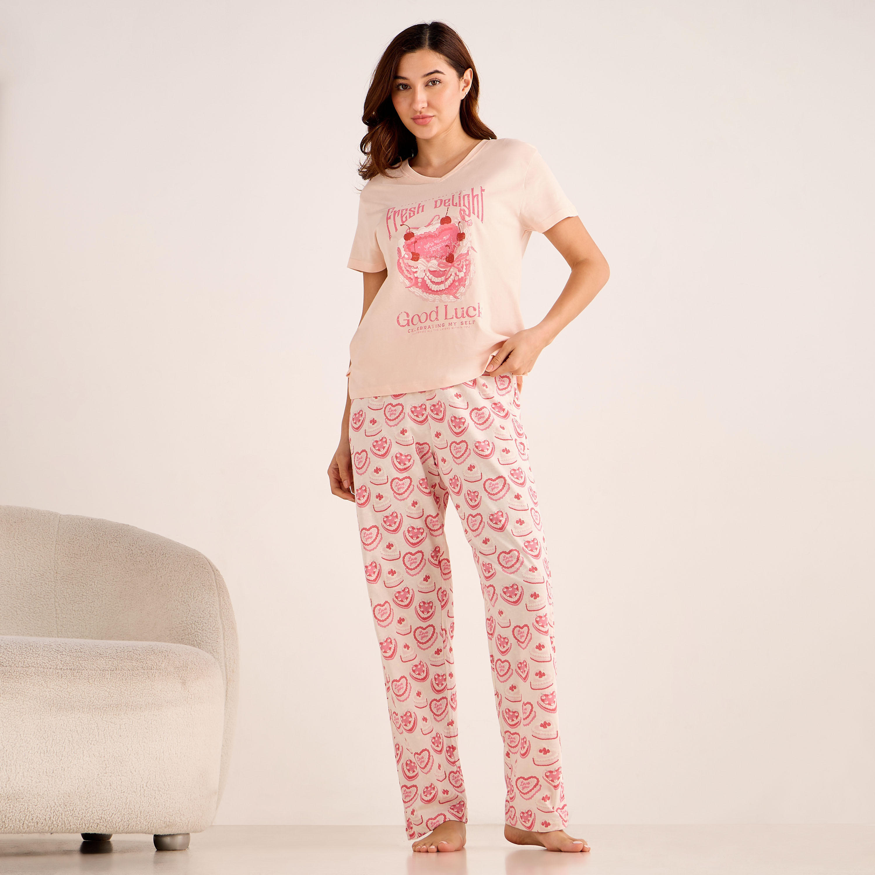 Pyjama Set T-shirt & Trousers Cotton-women-clothing-nightwear-pyjamas-longsets-image-1