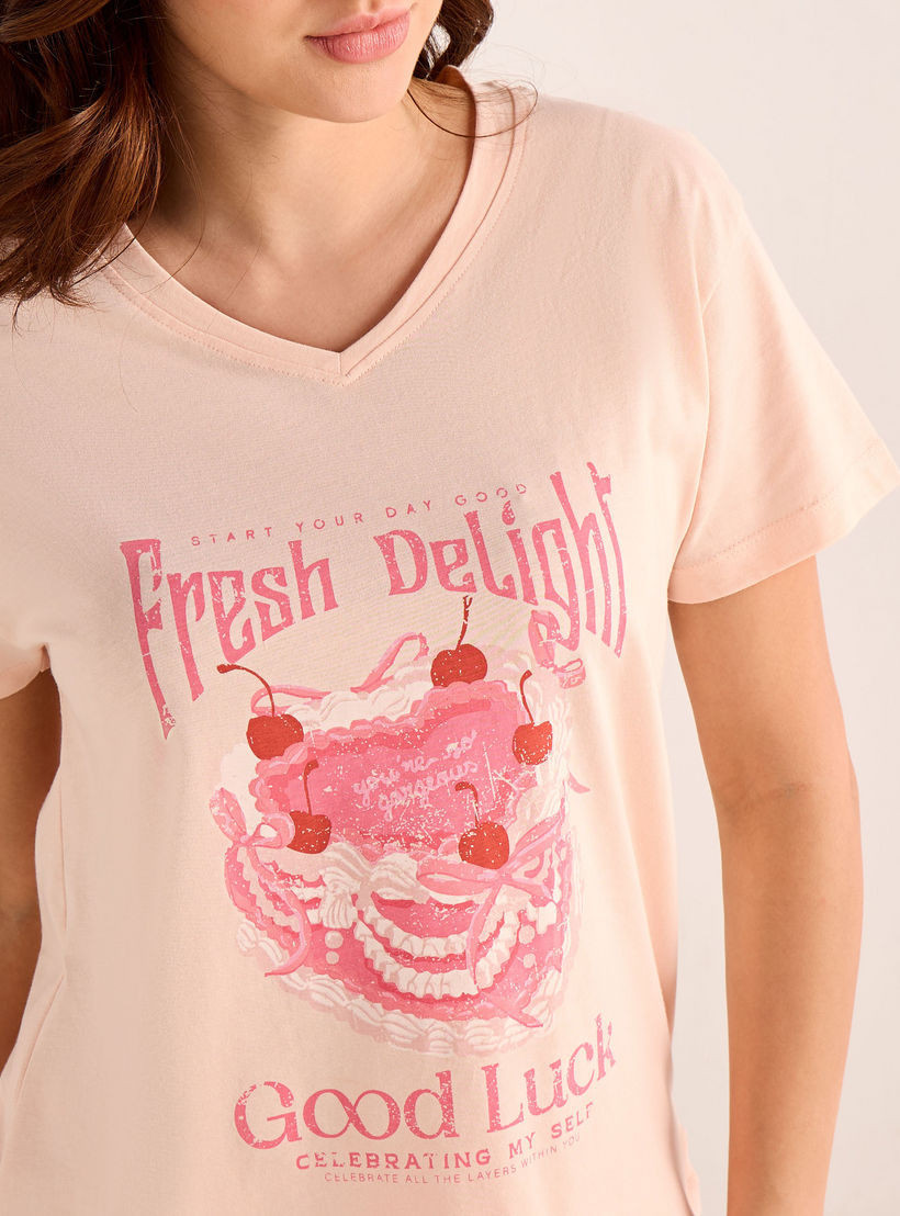 طقم بيجاما قطن تيشيرت وبنطلون-women-clothing-nightwear-pyjamas-longsets-image-5