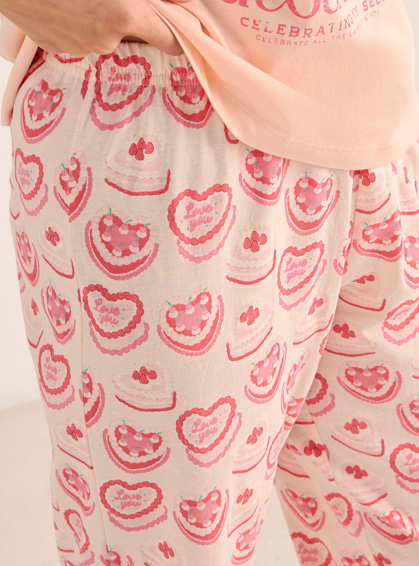 طقم بيجاما قطن تيشيرت وبنطلون-women-clothing-nightwear-pyjamas-longsets-image-6
