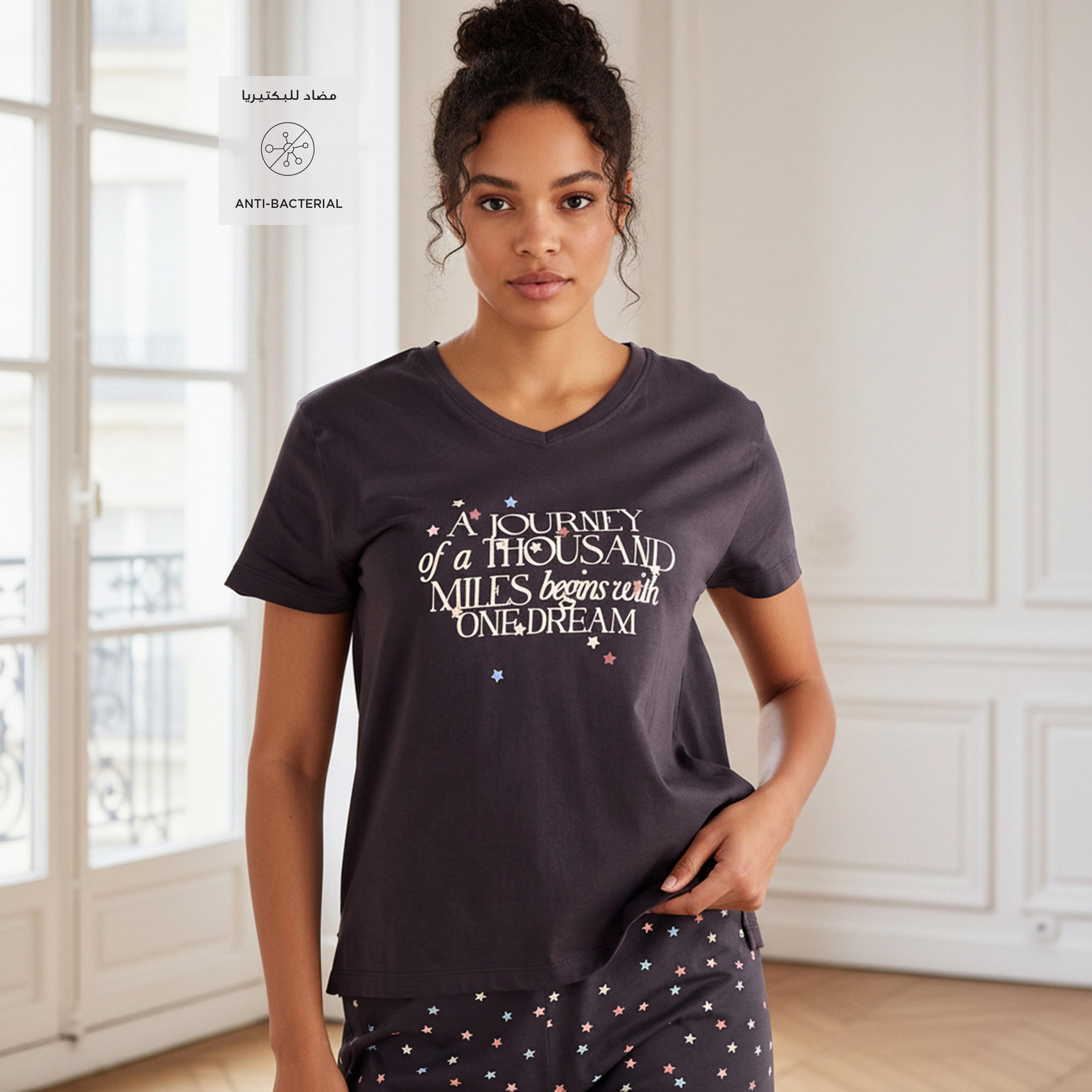 Pyjama Set T-shirt & Trousers Cotton-women-clothing-nightwear-pyjamas-longsets-image-2