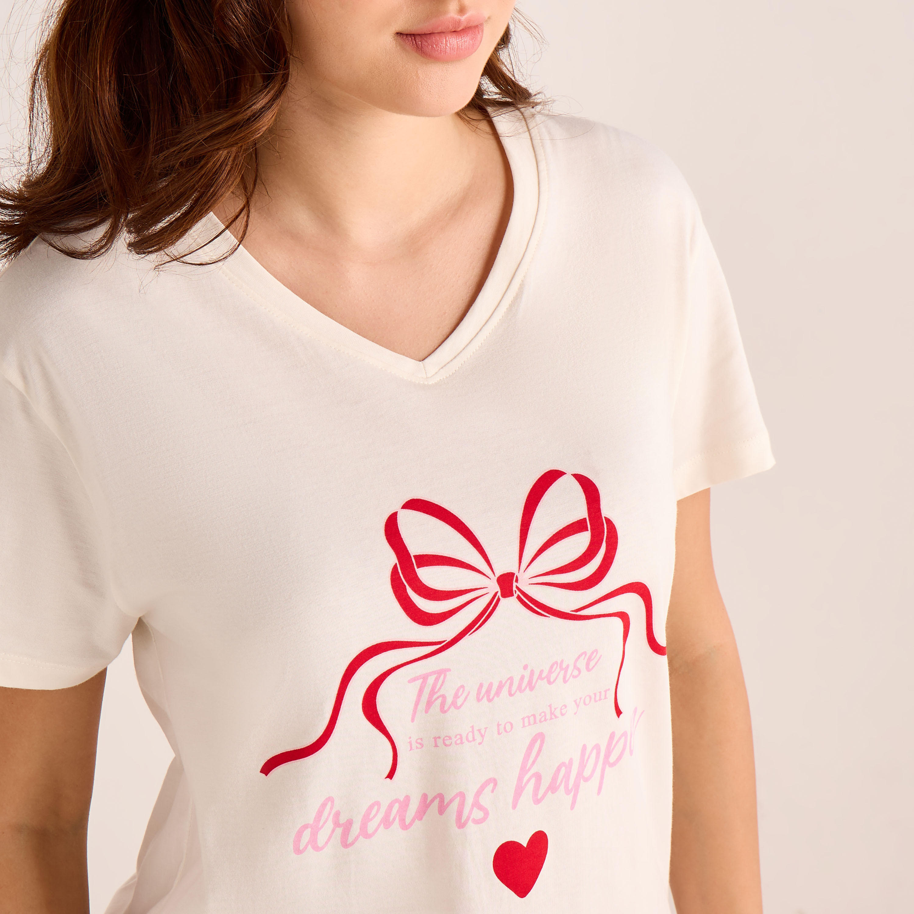 Pyjama Set V-neck T-shirt & Trousers Cotton-women-clothing-nightwear-pyjamas-longsets-image-5