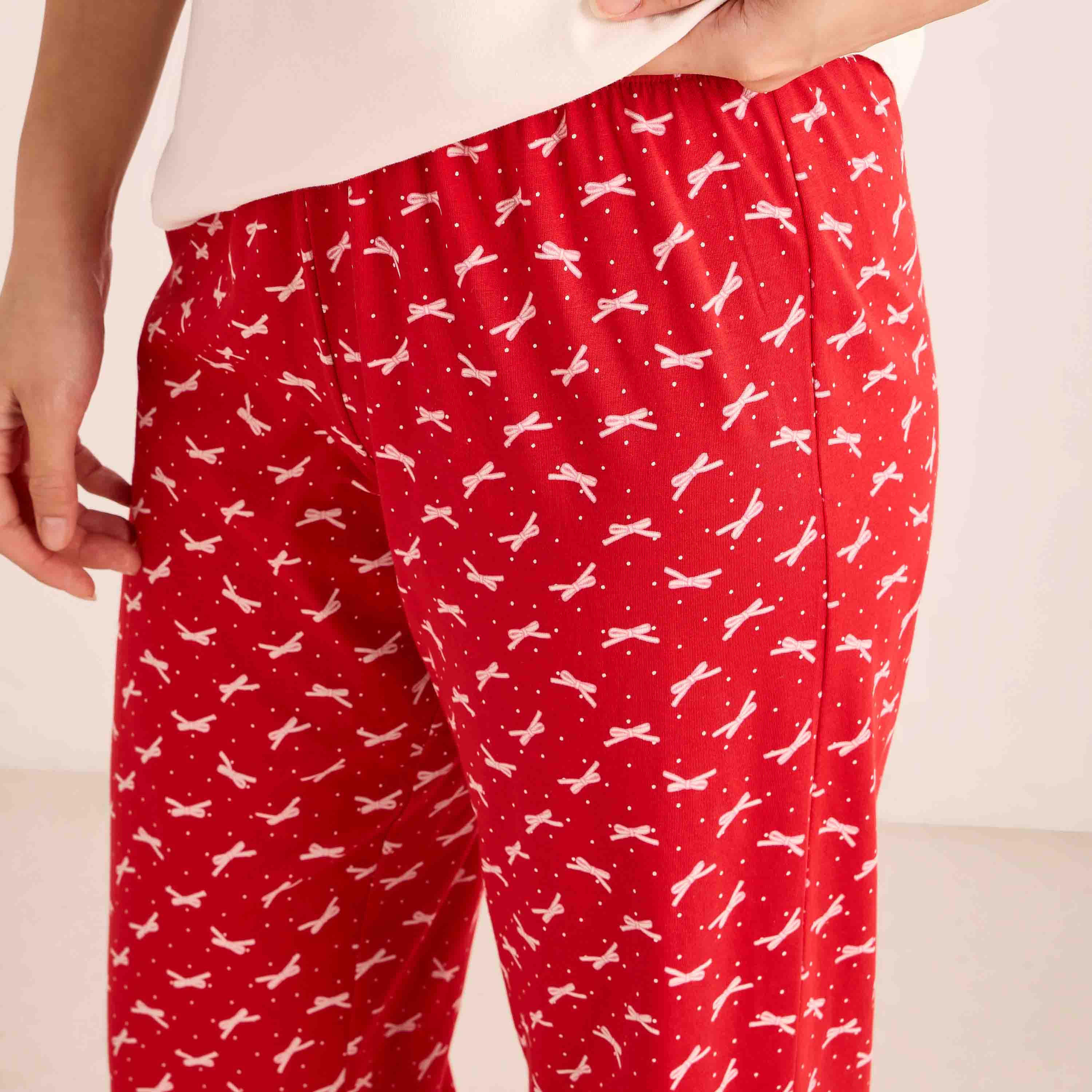 Pyjama Set V-neck T-shirt & Trousers Cotton-women-clothing-nightwear-pyjamas-longsets-image-6