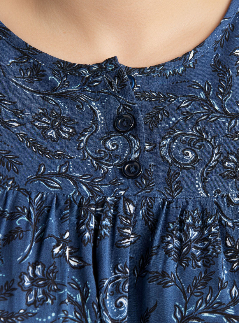 Midi Night Dress Short Sleeves Printed Viscose-women-clothing-nightwear-nighties-image-4