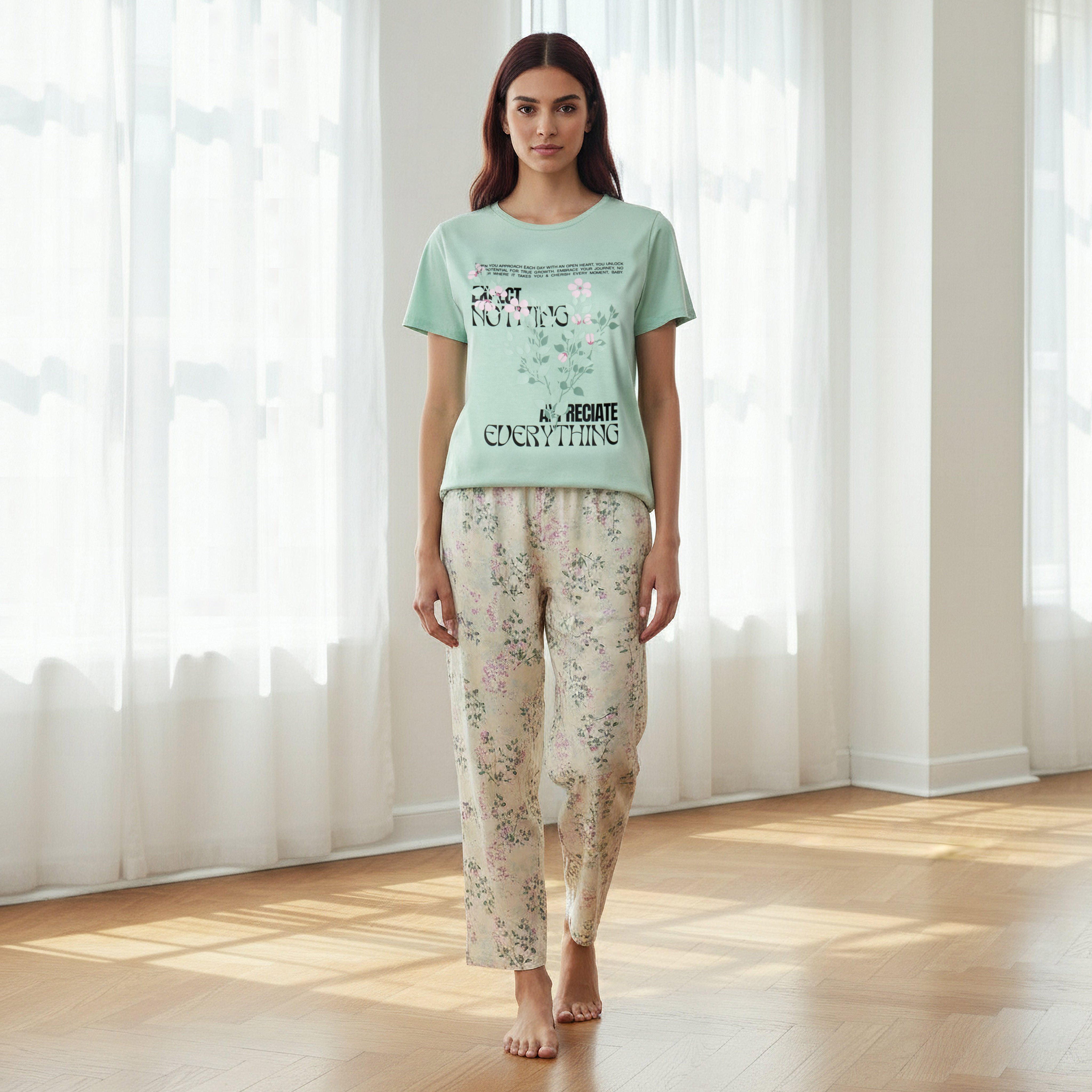Pyjama Set Printed T-shirt & Trousers Viscose-women-clothing-nightwear-pyjamas-longsets-image-1