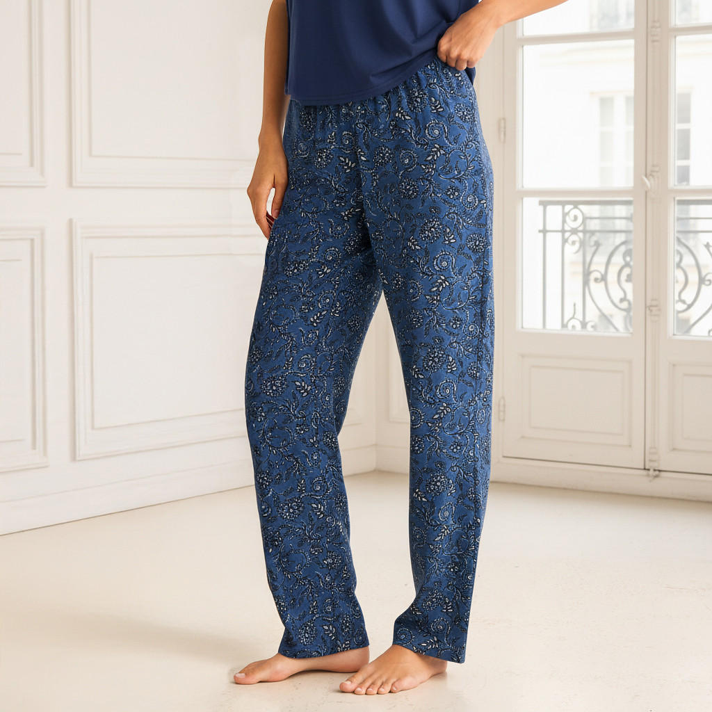 طقم بيجاما بنطلون وتيشيرت فيسكوز-women-clothing-nightwear-pyjamas-longsets-image-3