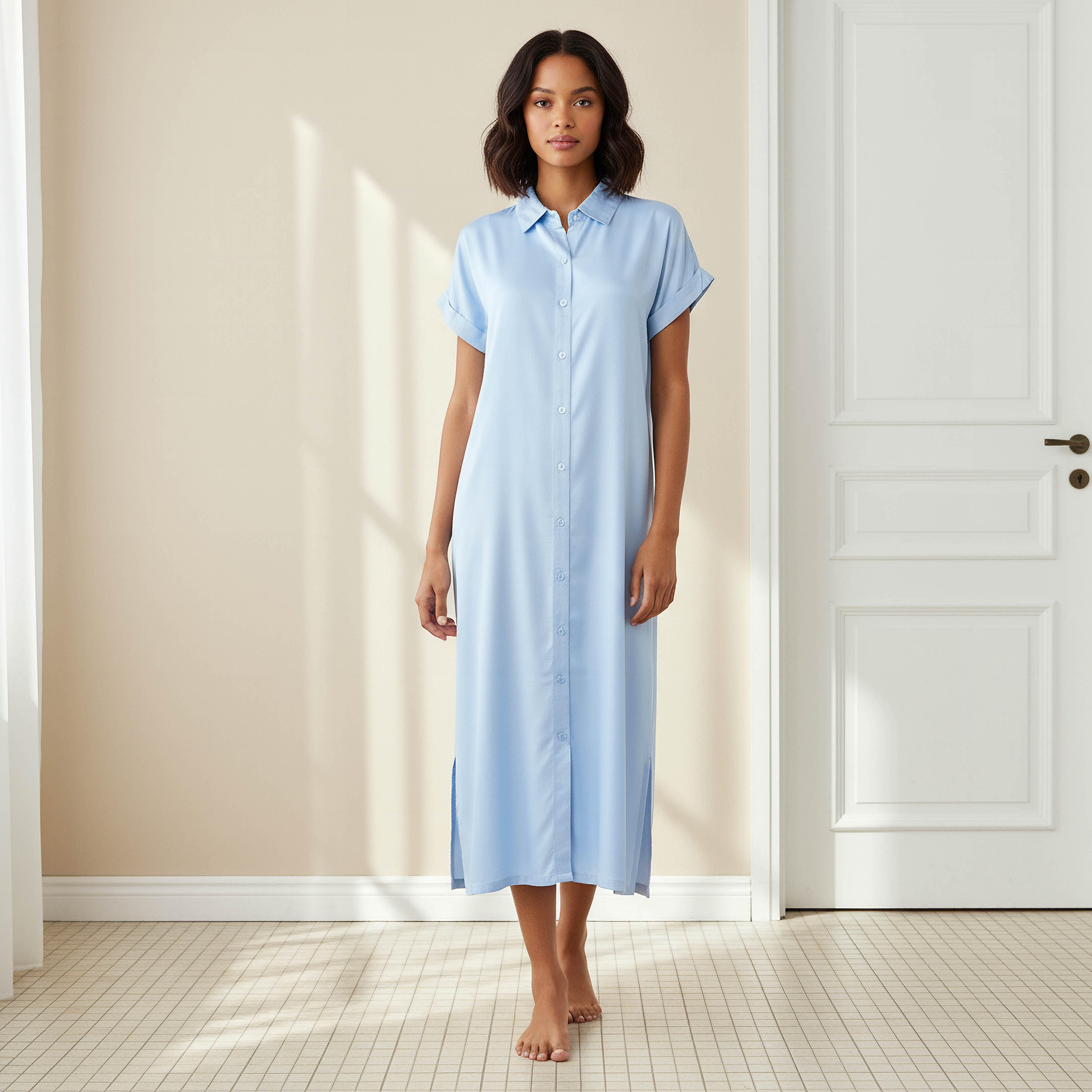 طقم من 2 - قميص نوم فيسكوز بأكمام قصيرة وياقة-women-clothing-nightwear-nighties-image-1