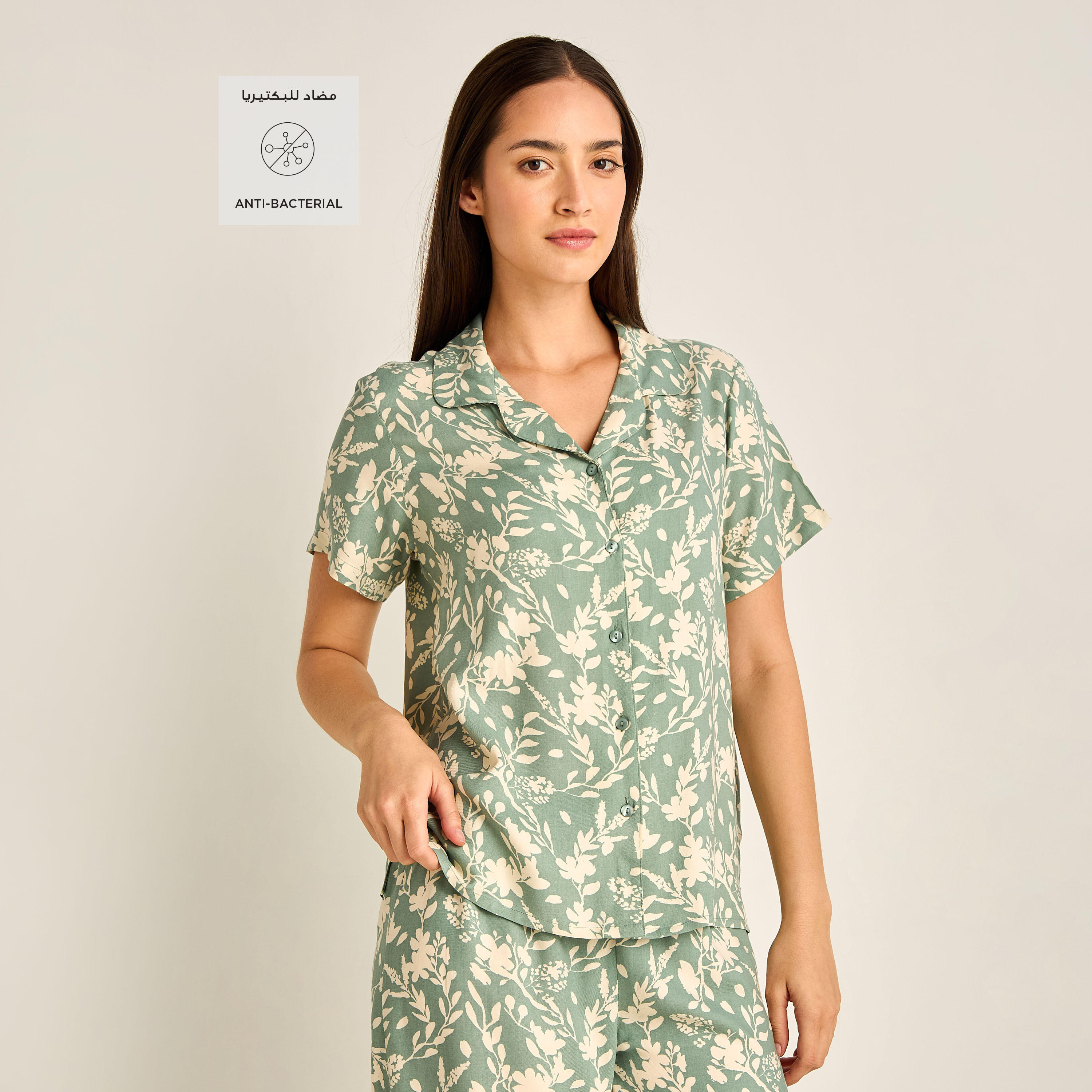 Pyjama Set Button-Down Shirt & Trousers Viscose-women-clothing-nightwear-pyjamas-longsets-image-2