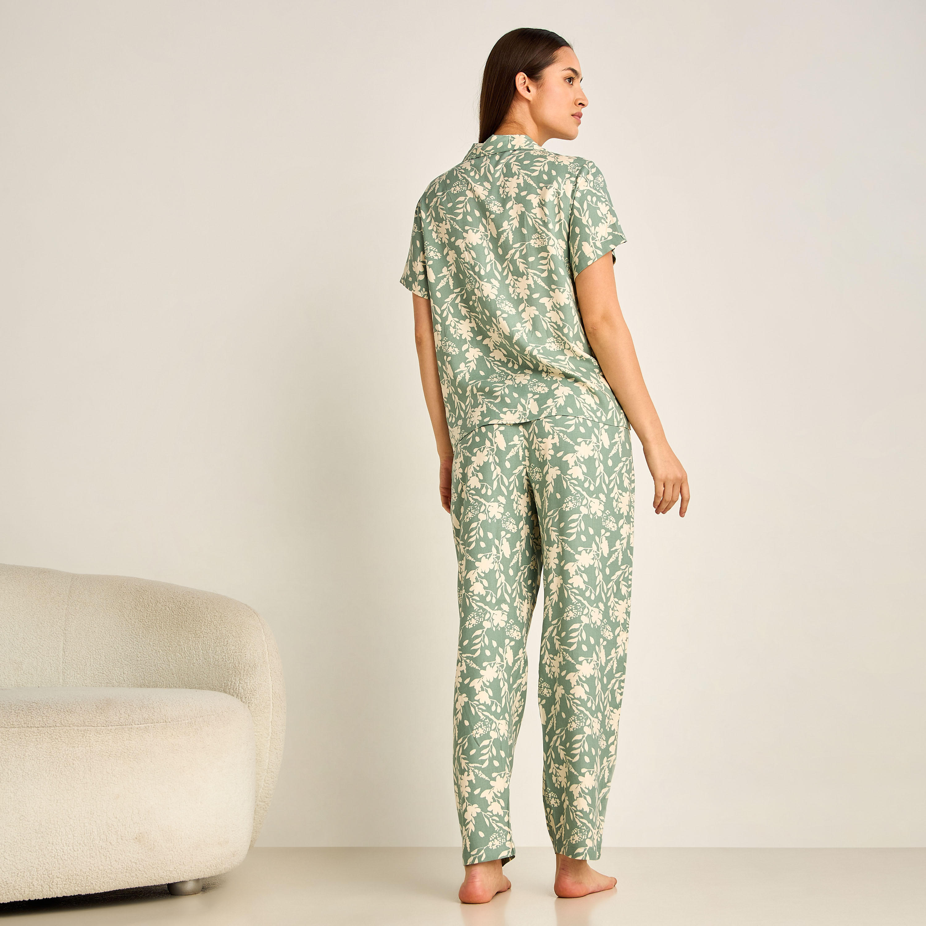 Pyjama Set Button-Down Shirt & Trousers Viscose-women-clothing-nightwear-pyjamas-longsets-image-3