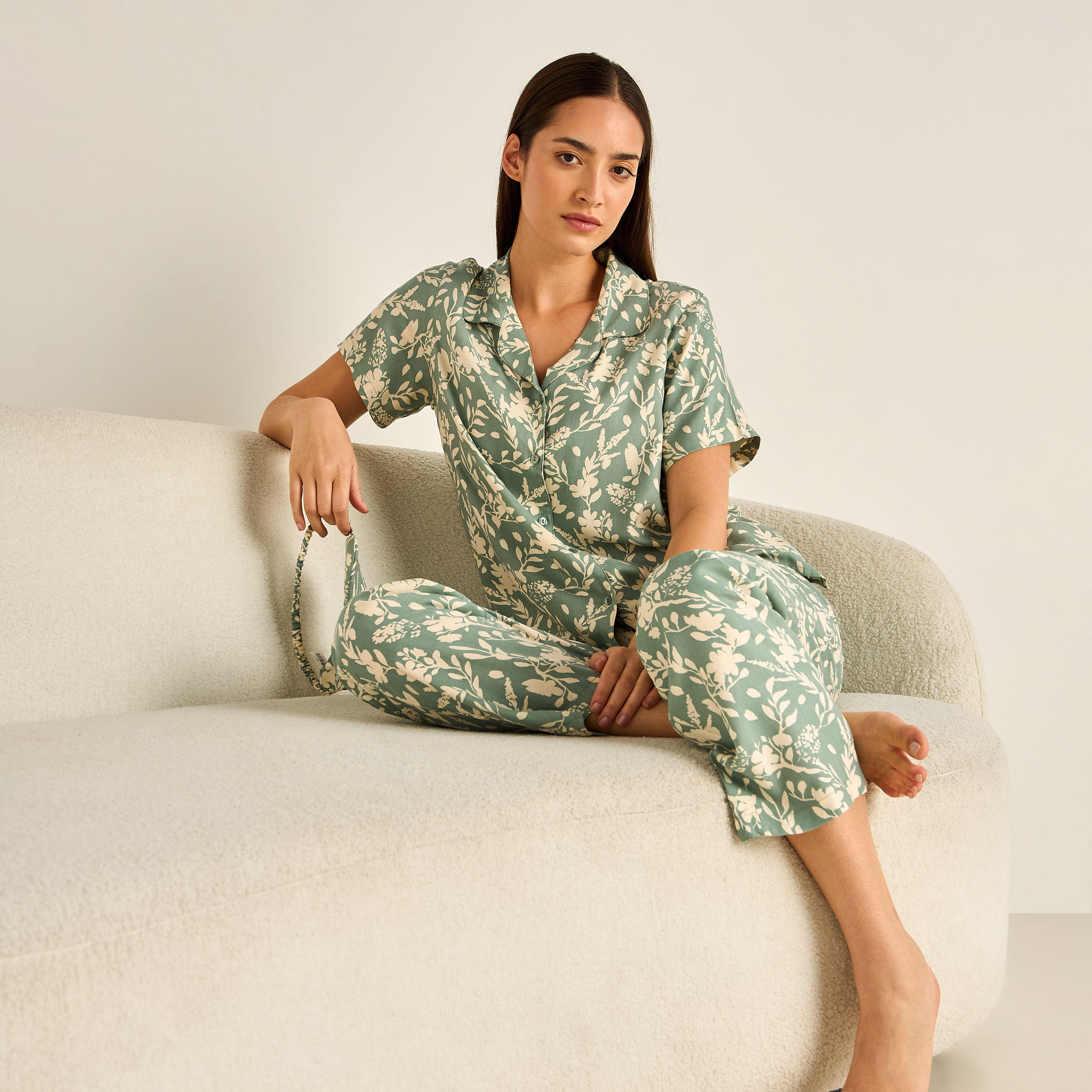 Pyjama Set Button-Down Shirt & Trousers Viscose-women-clothing-nightwear-pyjamas-longsets-image-8