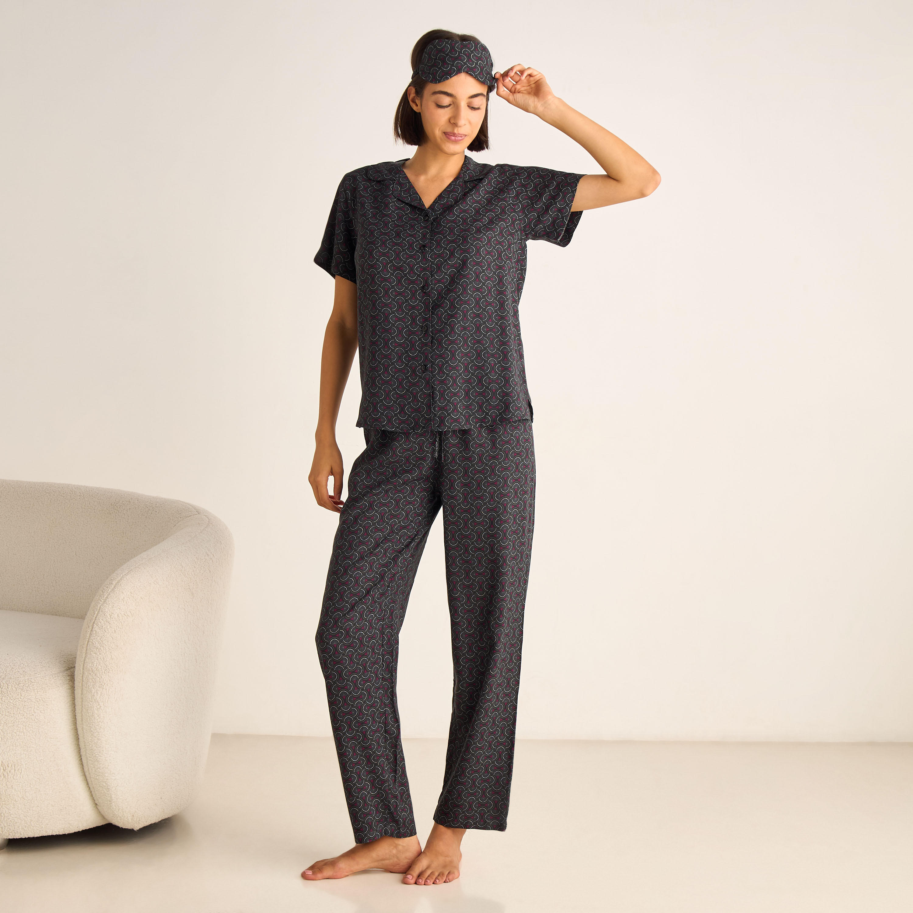 طقم بيجاما قميص وبنطلون-women-clothing-nightwear-pyjamas-longsets-image-4