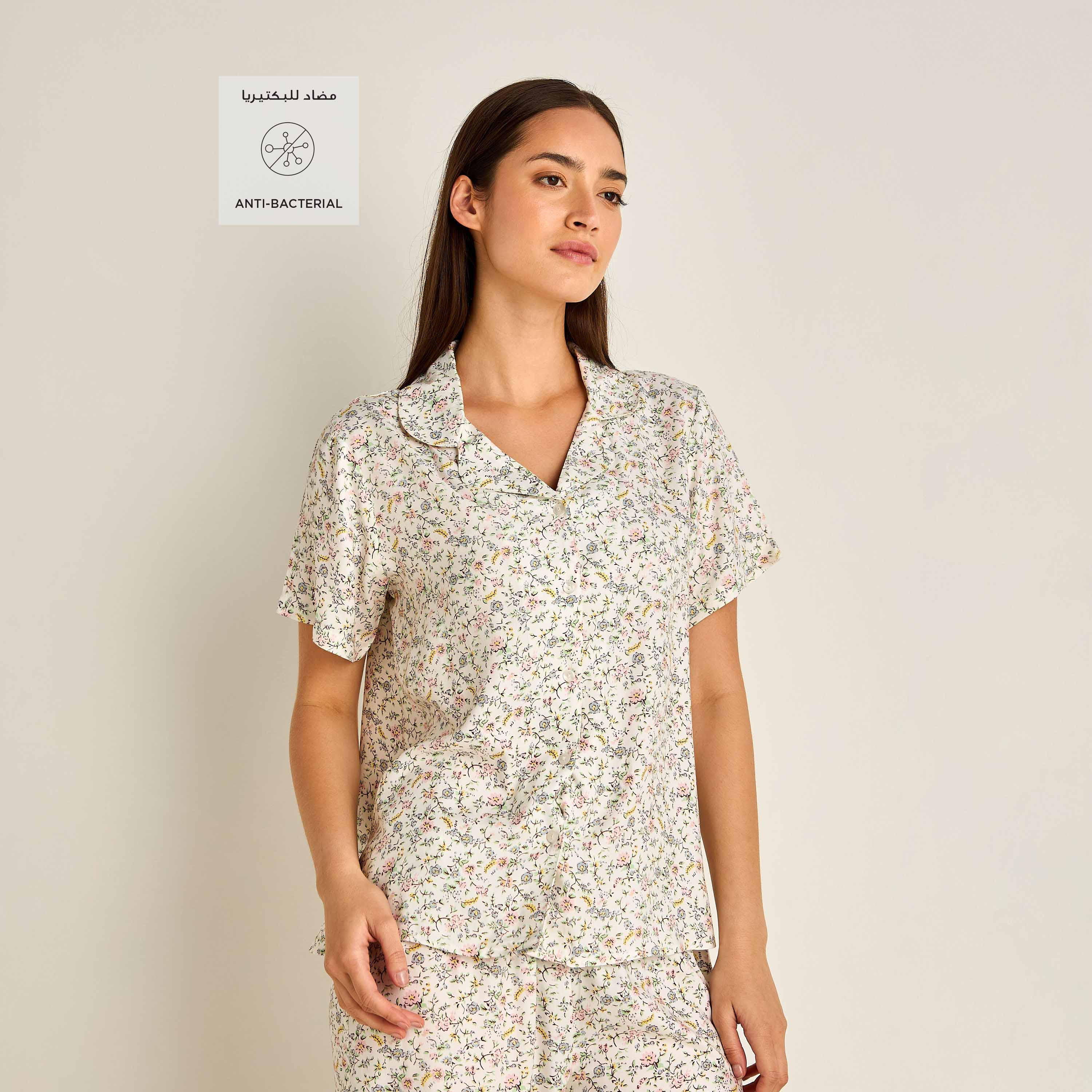 Pyjama Set Button-Down Shirt & Trousers Viscose-women-clothing-nightwear-pyjamas-longsets-image-2