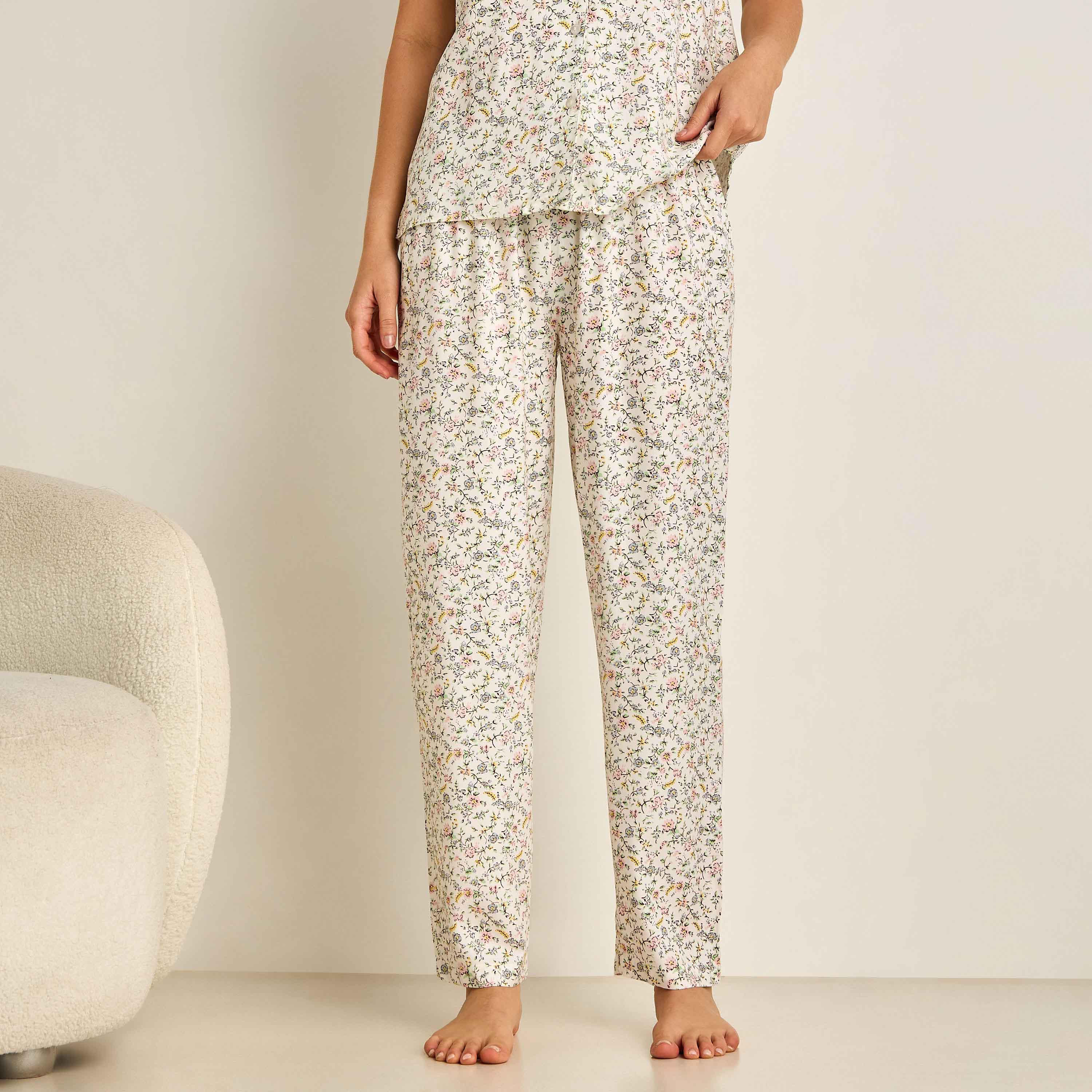 طقم بيجاما بنطلون وقميص فيسكوز بأزرار-women-clothing-nightwear-pyjamas-longsets-image-4