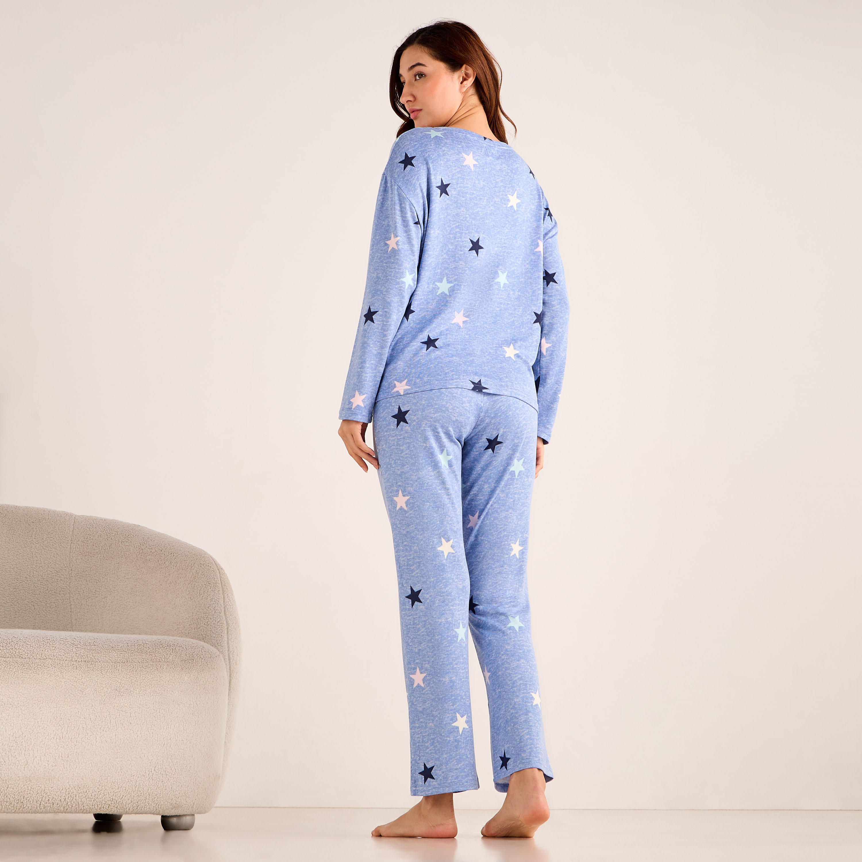 طقم بيجاما بنطلون وتيشيرت-women-clothing-nightwear-pyjamas-longsets-image-3