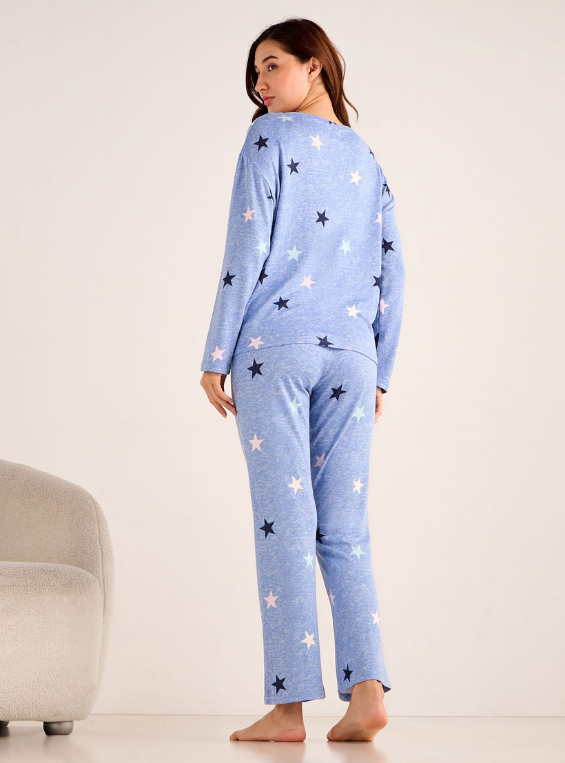 طقم بيجاما بنطلون وتيشيرت-women-clothing-nightwear-pyjamas-longsets-image-3
