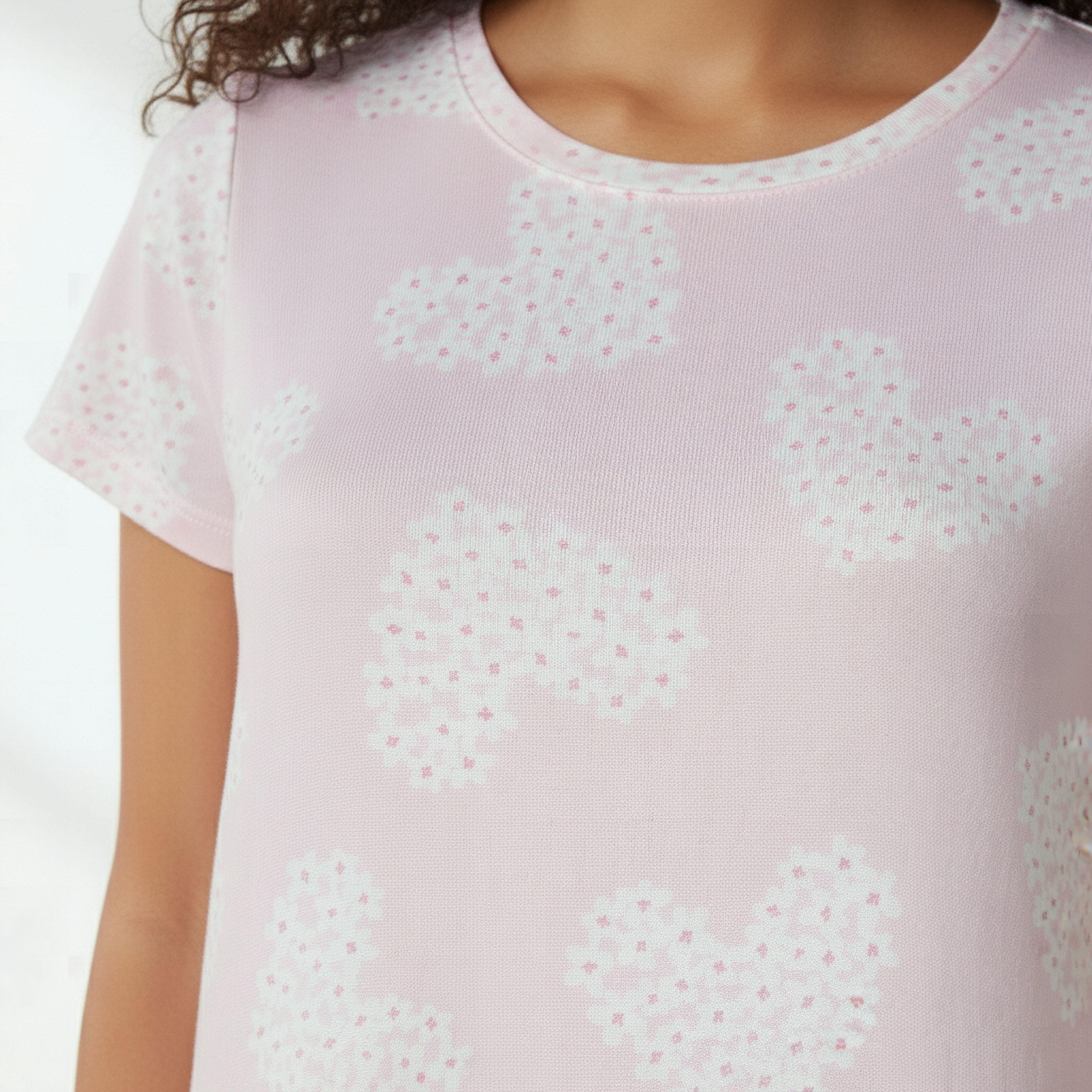 Set of 2 - Night Dress Short Sleeve Floral Print Cotton-women-clothing-nightwear-nighties-image-4