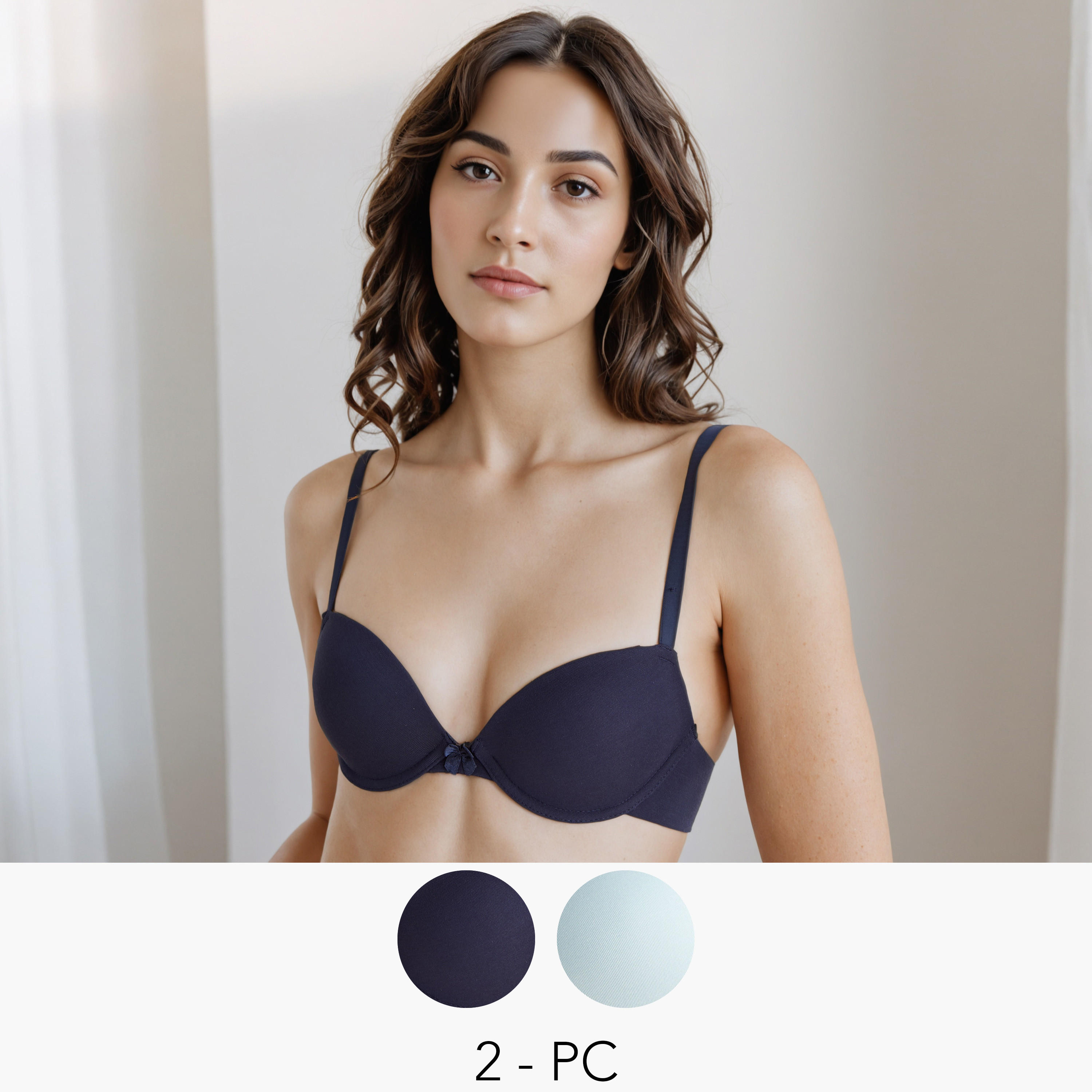 صدرية بتغطية منخفضة وتفاصيل فيونكة - عبوة من قطعتين-women-clothing-lingerie-bras-image-6