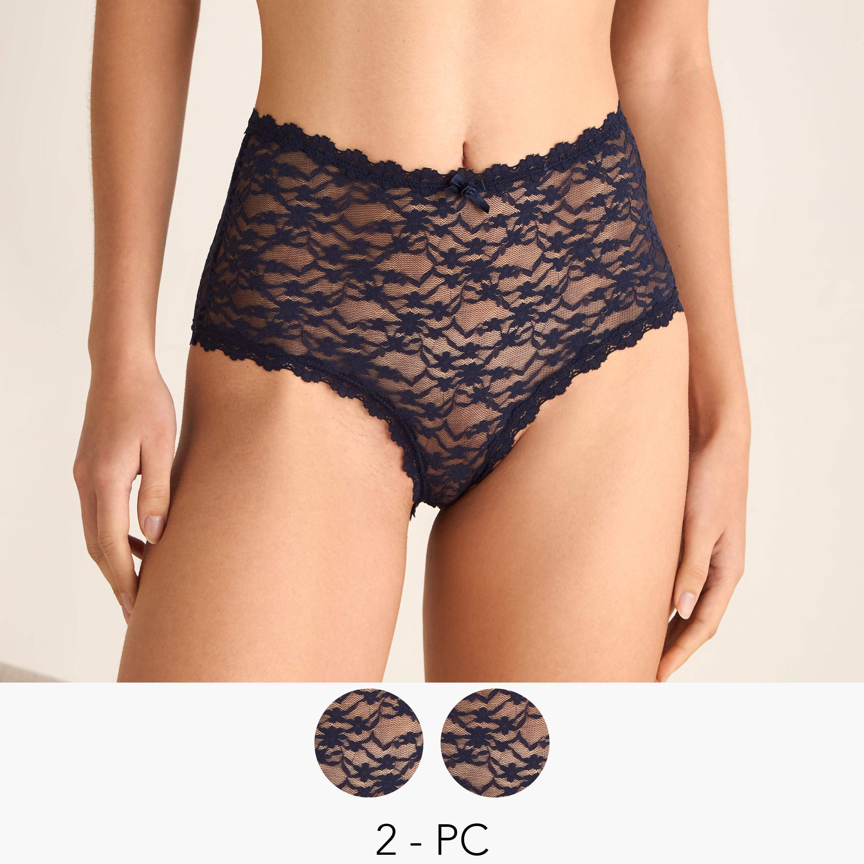 Set of 2 - Floral Lace Boyshort Briefs-women-clothing-lingerie-panties-image-1