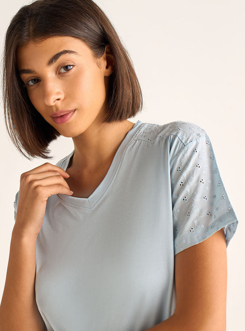 طقم بيجاما قطن تيشيرت وبنطلون-women-clothing-nightwear-pyjamas-longsets-image-6