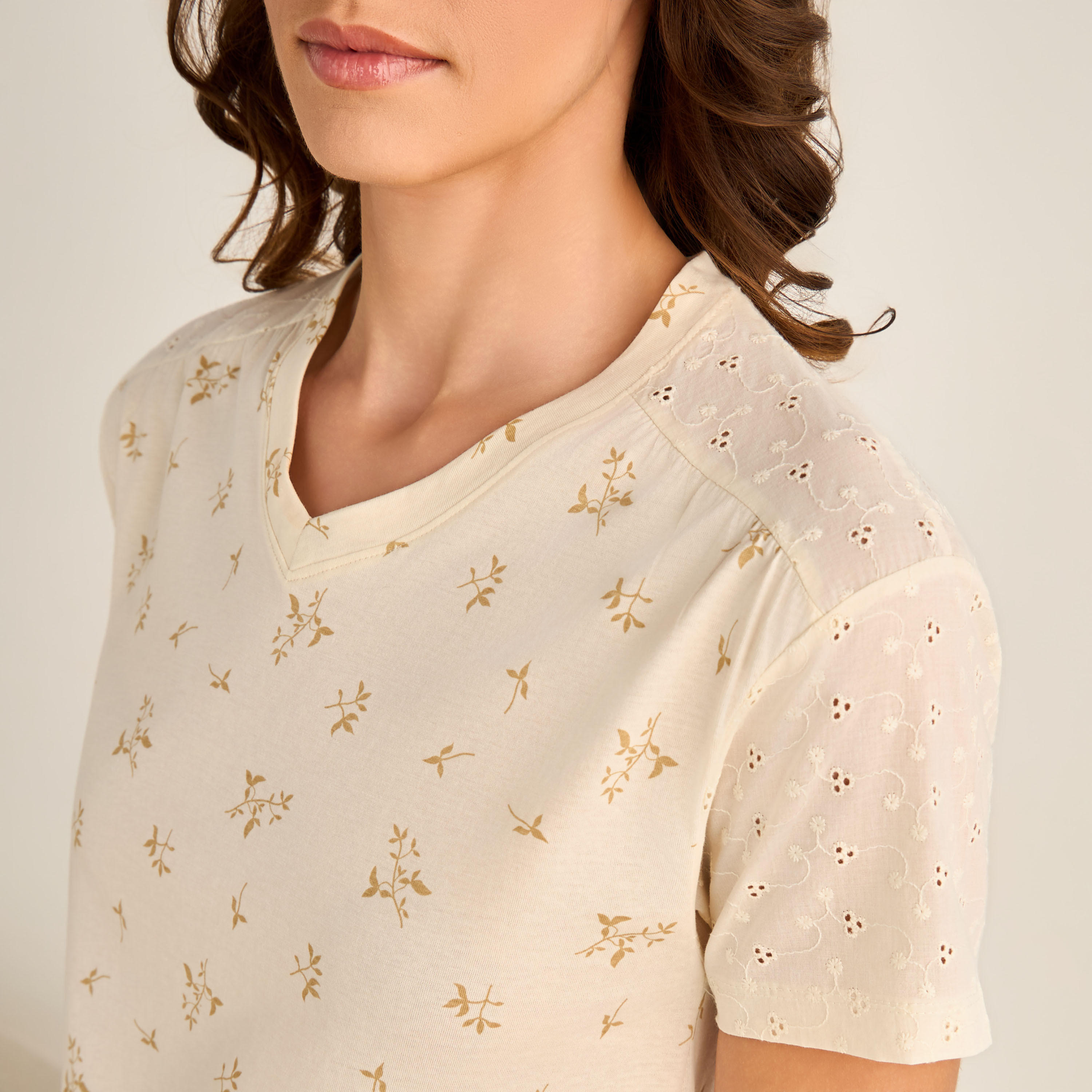 طقم بيجاما قطن تيشيرت وبنطلون-women-clothing-nightwear-pyjamas-longsets-image-5