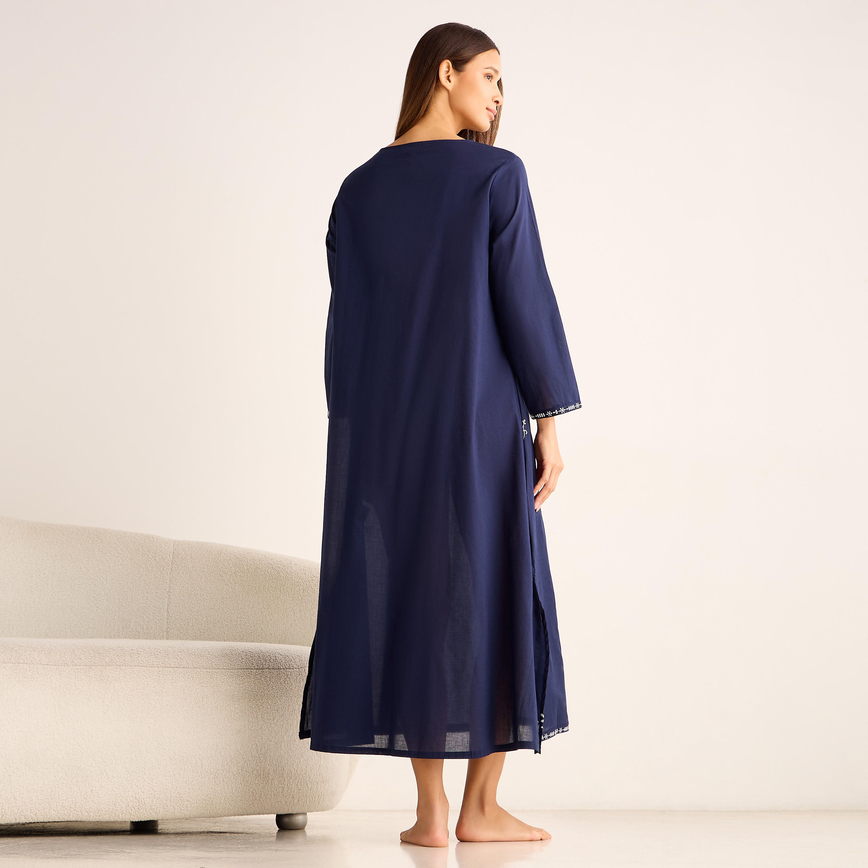 Night Gown Long Sleeves Floral Embroidery Cotton-women-clothing-nightwear-nighties-image-3