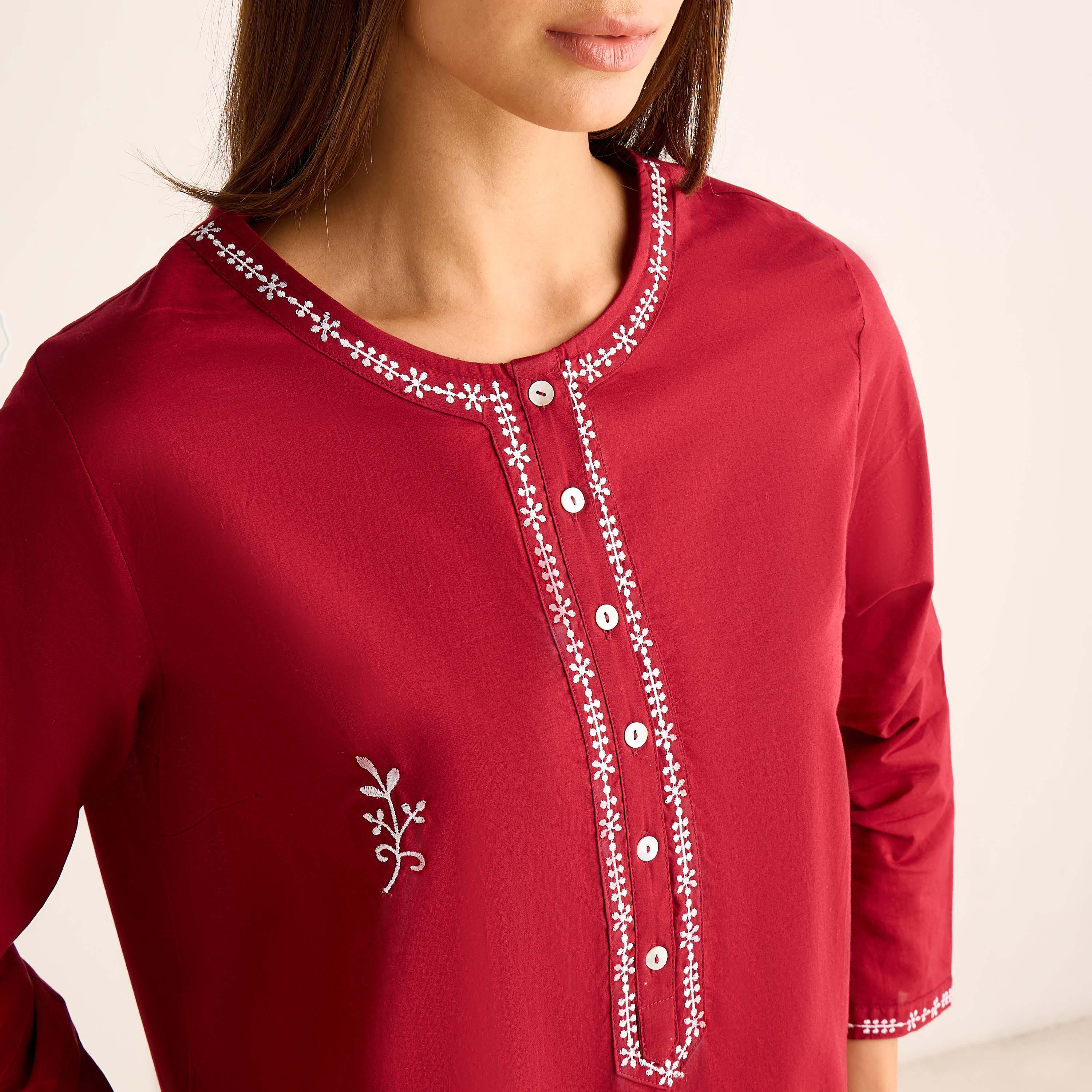 Night Gown Long Sleeves Floral Embroidery Cotton-women-clothing-nightwear-nighties-image-3