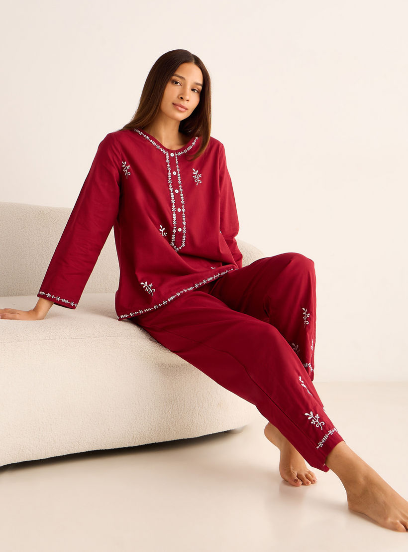 Pyjama Set Top and Pants Cotton-women-clothing-nightwear-pyjamas-longsets-image-1