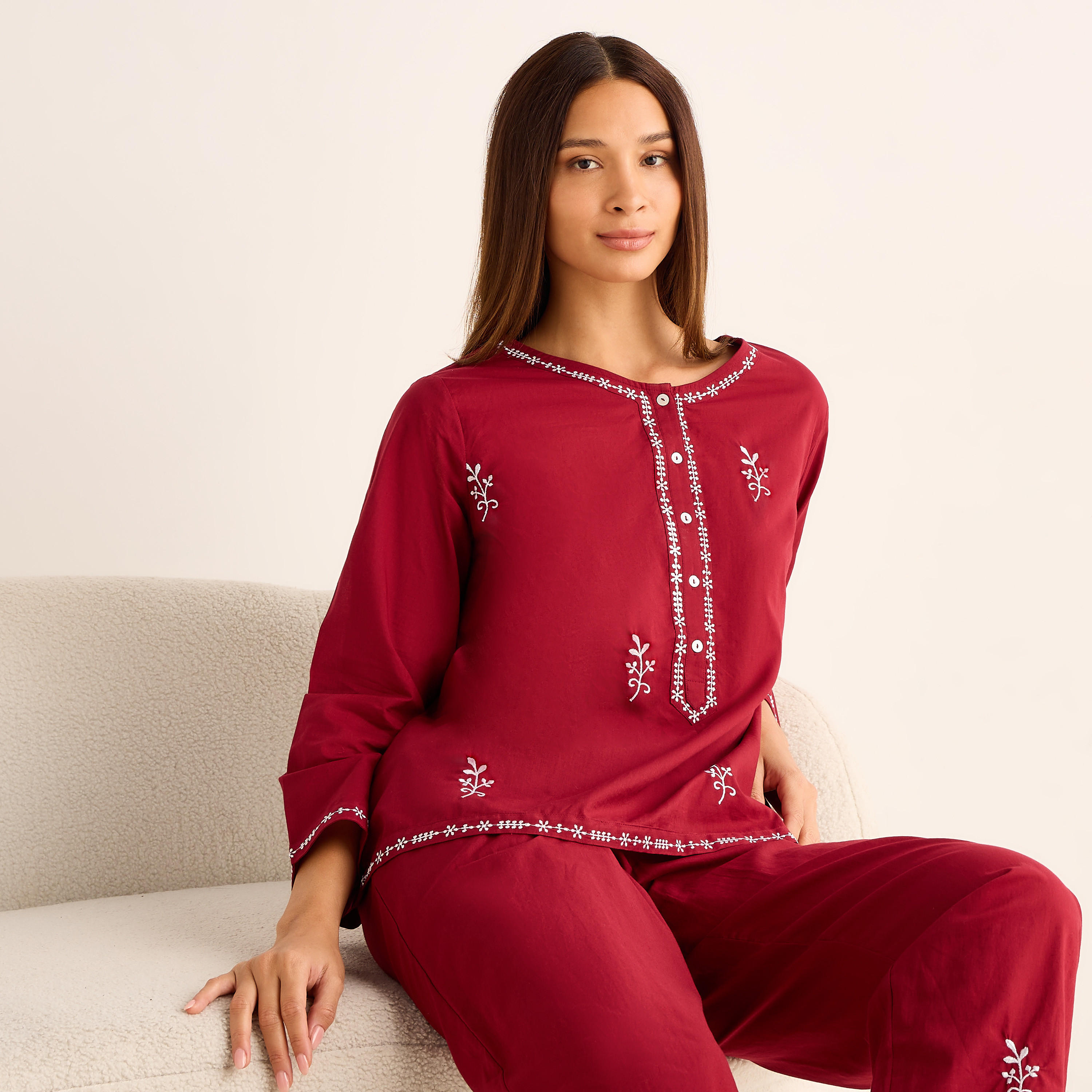 Pyjama Set Top and Pants Cotton-women-clothing-nightwear-pyjamas-longsets-image-2