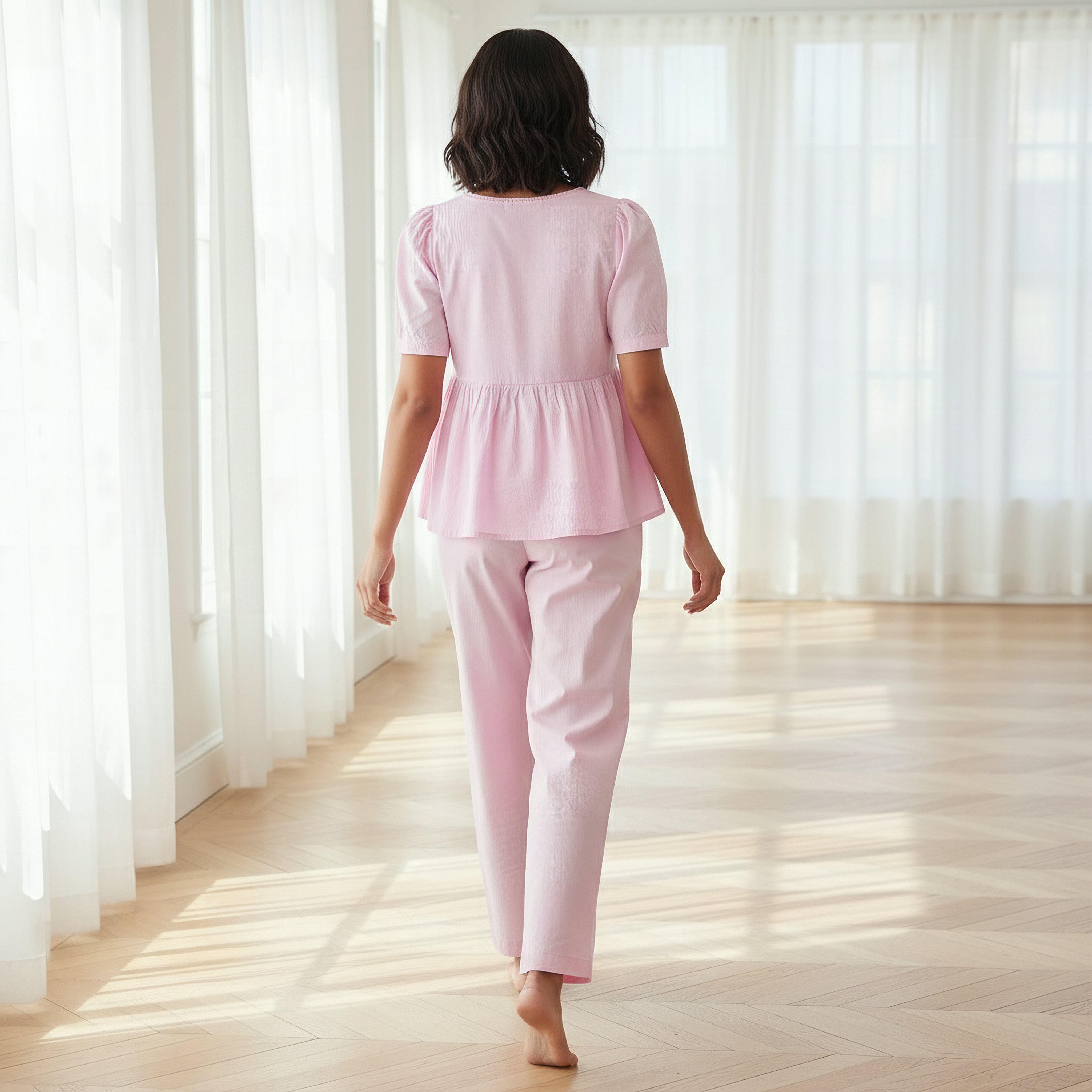 Pyjama Set Button Down Top & Trousers Cotton-women-clothing-nightwear-pyjamas-longsets-image-3