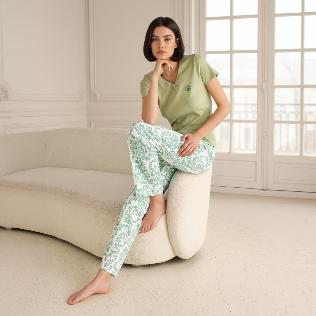 طقم بيجاما بنطلون وتيشيرت-women-clothing-nightwear-pyjamas-longsets-image-1