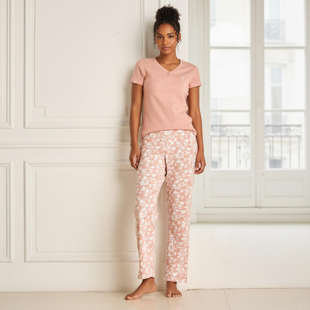 طقم بيجاما بنطلون وتيشيرت-women-clothing-nightwear-pyjamas-longsets-image-7