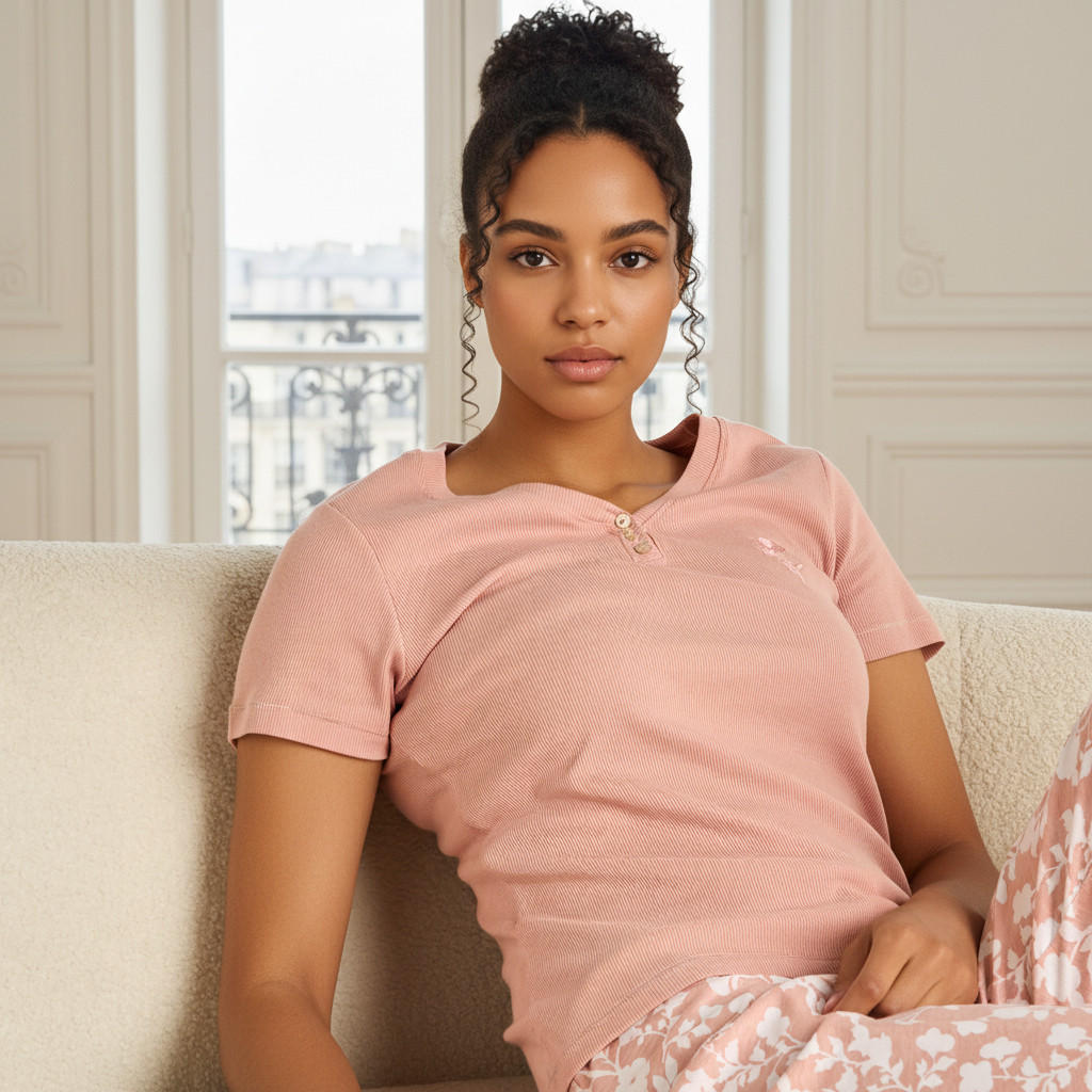 طقم بيجاما بنطلون وتيشيرت-women-clothing-nightwear-pyjamas-longsets-image-1