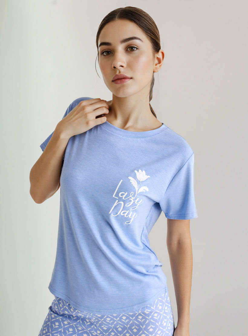 طقم بيجاما بنطلون وتيشيرت-women-clothing-nightwear-pyjamas-longsets-image-2