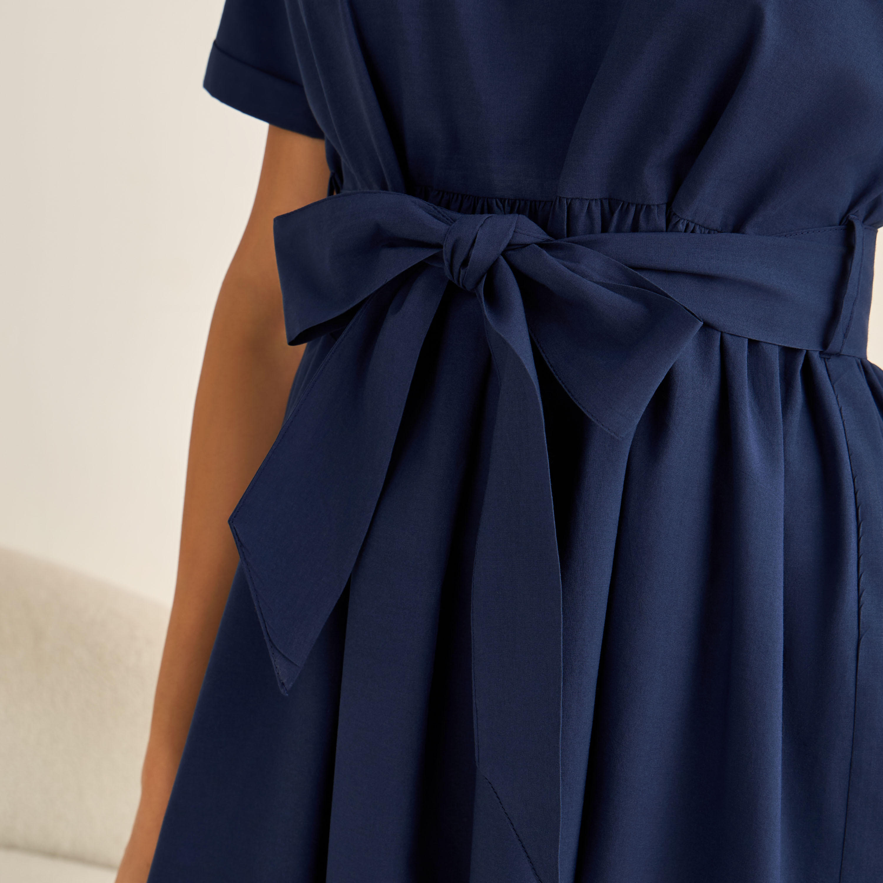 Short Sleeve Viscose Night Dress with a Tie-up Belt-women-clothing-nightwear-nighties-image-4