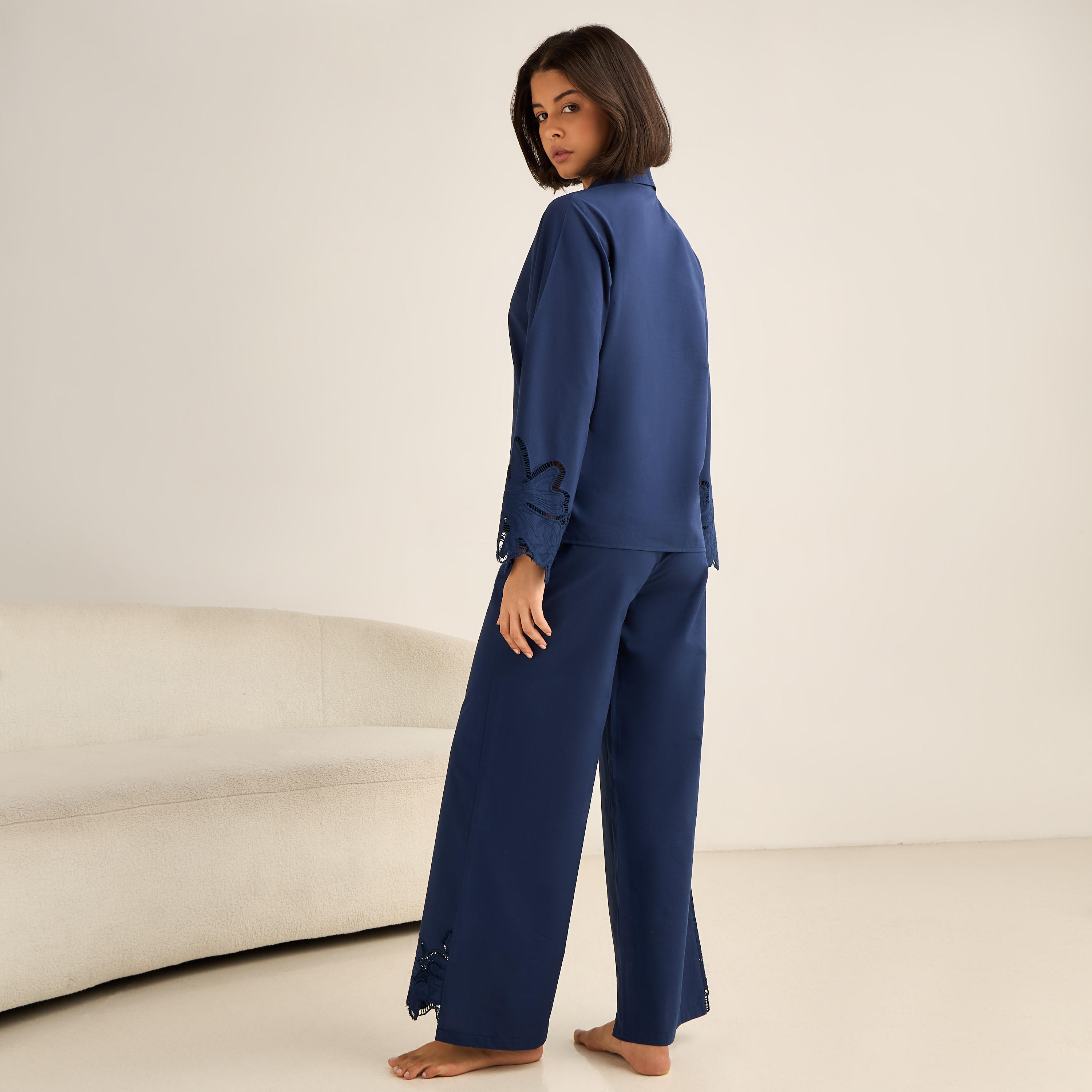 Pyjama Set Button-Down Shirt & Trousers-women-clothing-nightwear-pyjamas-longsets-image-3
