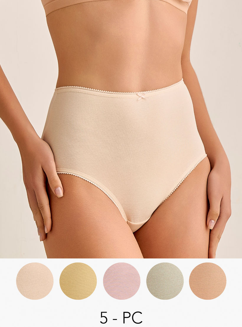 Set of 5 - Full Briefs High Waist with Lace Trim-women-clothing-lingerie-panties-image-1