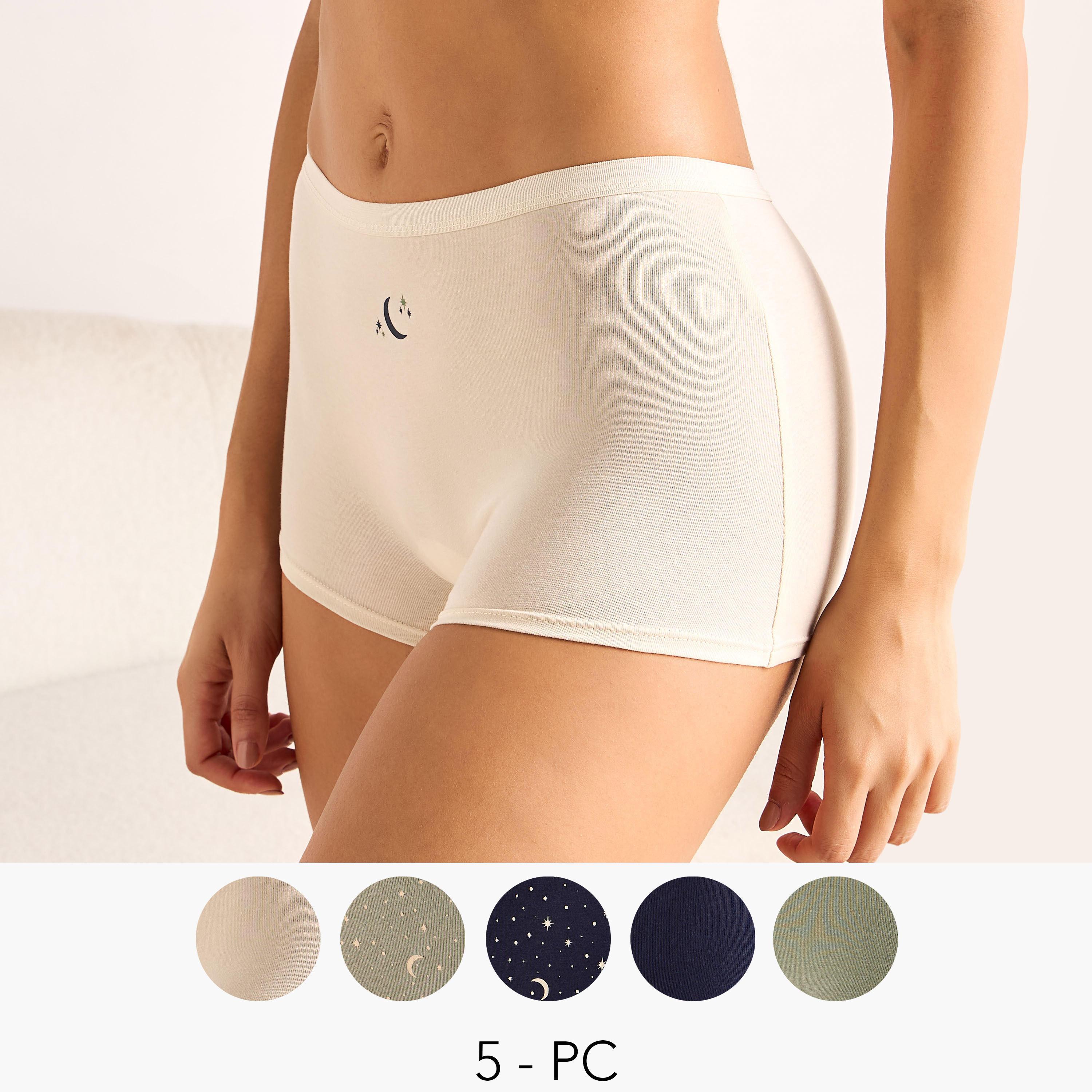طقم من 5 - سراويل بوي شورت متنوعة-women-clothing-lingerie-panties-image-9